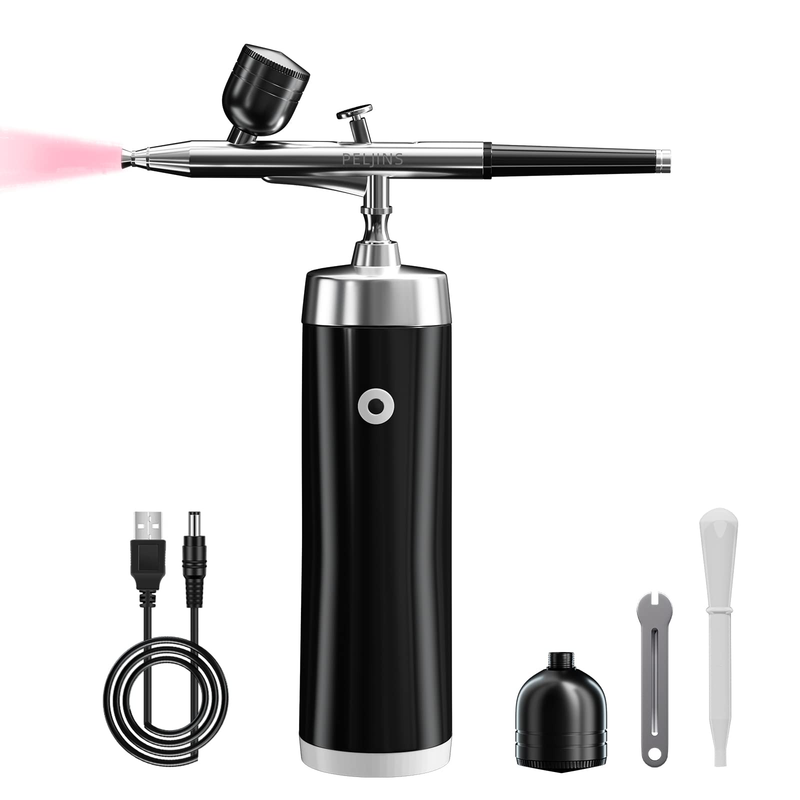 Handheld Airbrush Kit with Compressor, Cordless Airbrush Mini Makeup  Machine Kit, Air Brush Sprayer Gun for Nail Art, Makeup, Cake Decorating,  Barber, Art Painting (Black)