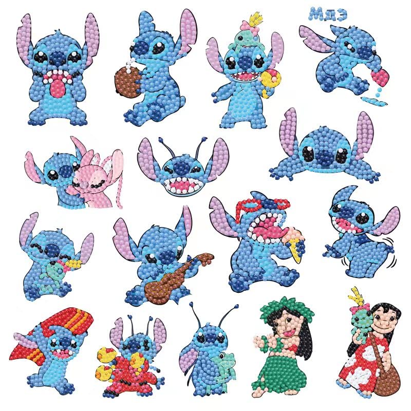 DURVA 5D Diamond Painting Stickers Kits 16 Pcs Cartoon Anime Theme Diamond  Stickers Paint by Numbers Kit Boys and Girls DIY Cartoon Theme Stickers  Stitc