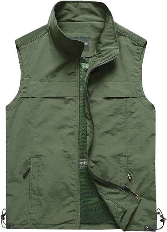Gihuo Men's Lightweight Quick Dry Outdoor Multi Pockets Fishing Vest -  Style3-army Green - Medium