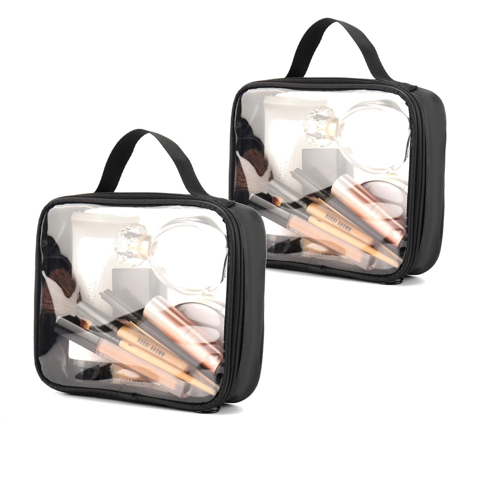 TSA Approved Clear Toiletry Bag ,DARIN 2PC Travel Makeup Bag Zipper  Cosmetic Pouch , Airline 3-1