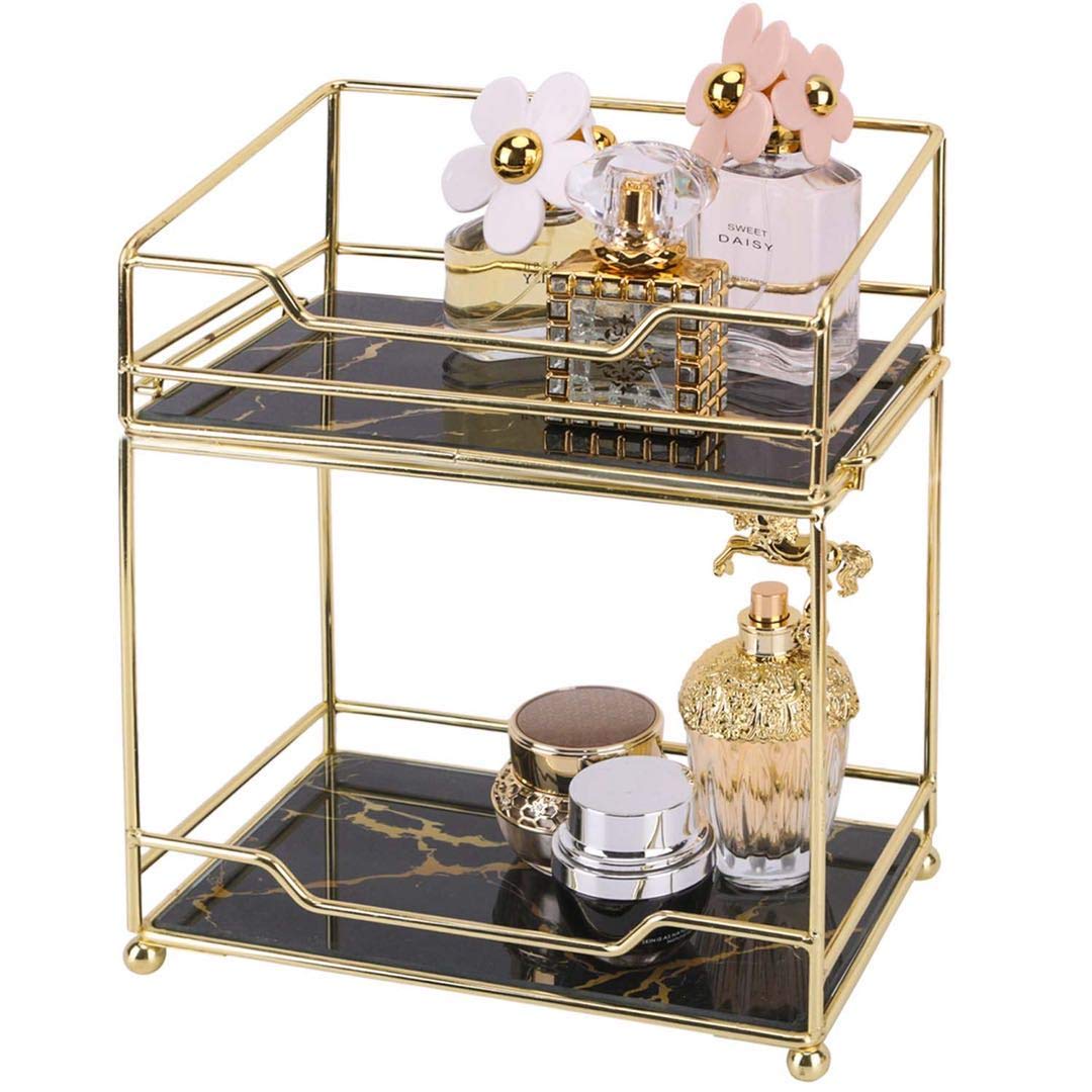 2-Tier Bathroom Countertop Organizer Vanity Tray Cosmetic & Makeup