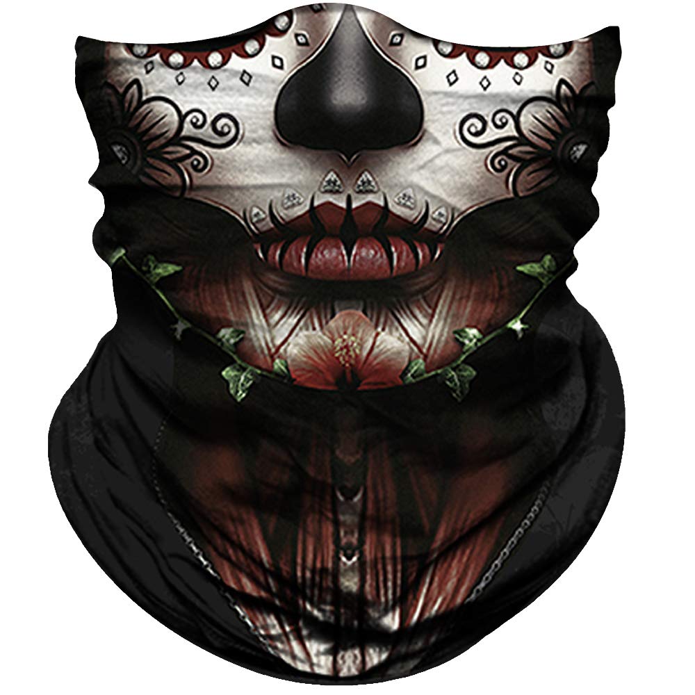 Obacle Skull Face Mask for Women Men Dust Wind Sun Protection Seamless Bandana  Face Mask for Rave Festival Motorcycle Riding Biker Fishing Hunting Outdoor  Running Tube Mask Multifunctional Headwear Women Chin Flower