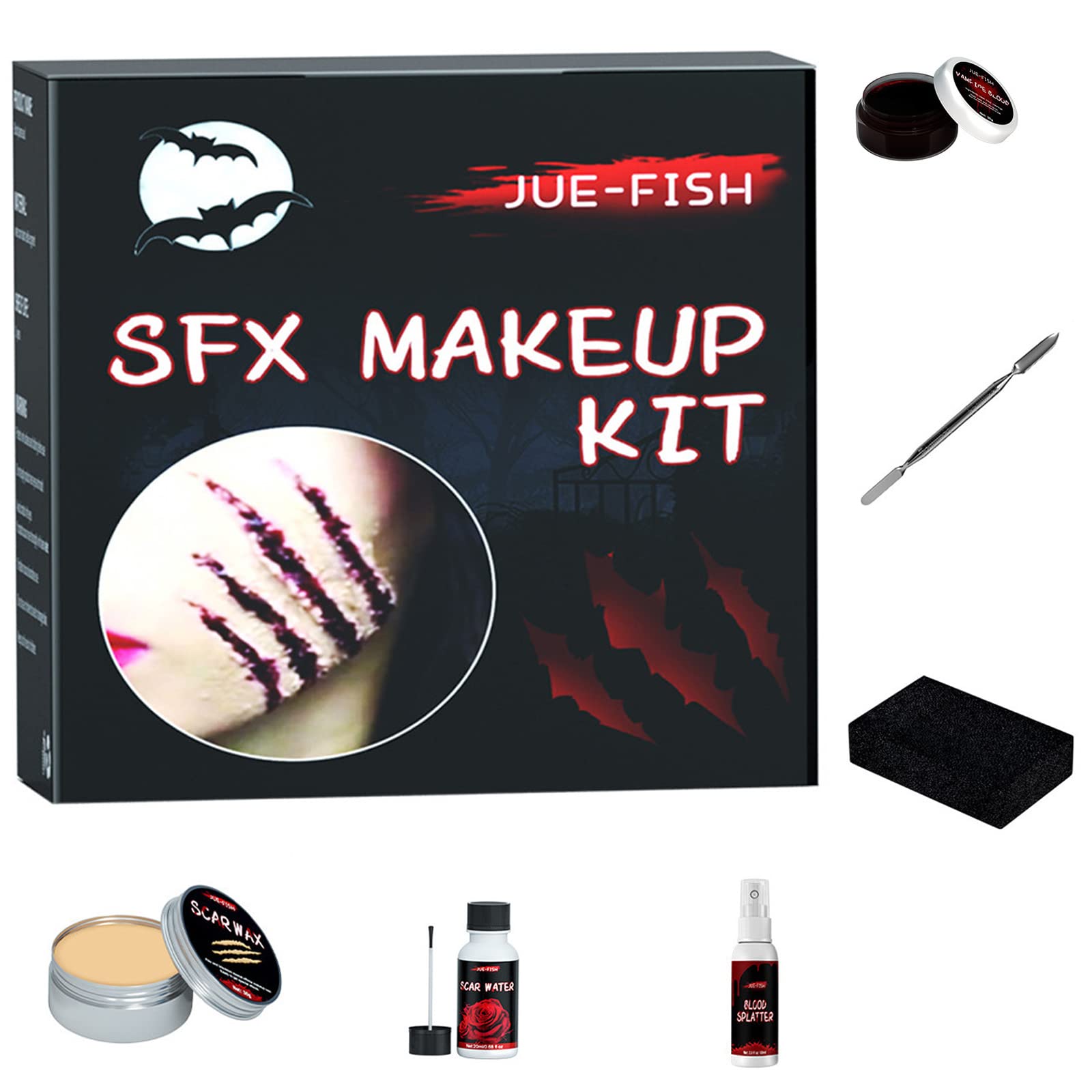 Sfx Makeup Kit Scary Face Makeup Kit Fake Wound Scar Wax Stage Fake Blood  Fake Wound Professional Makeup Palette for Art Theater Halloween Parties  and Cosplay