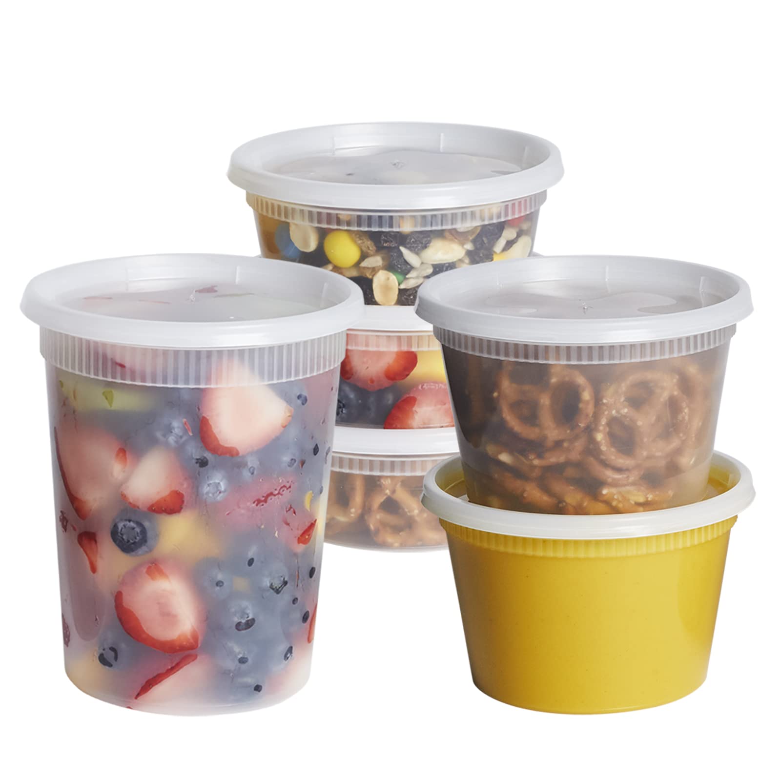 48 Sets - Combo Plastic Deli Containers With Airtight Lids - 8 oz, 16 oz,  32 oz. - Food