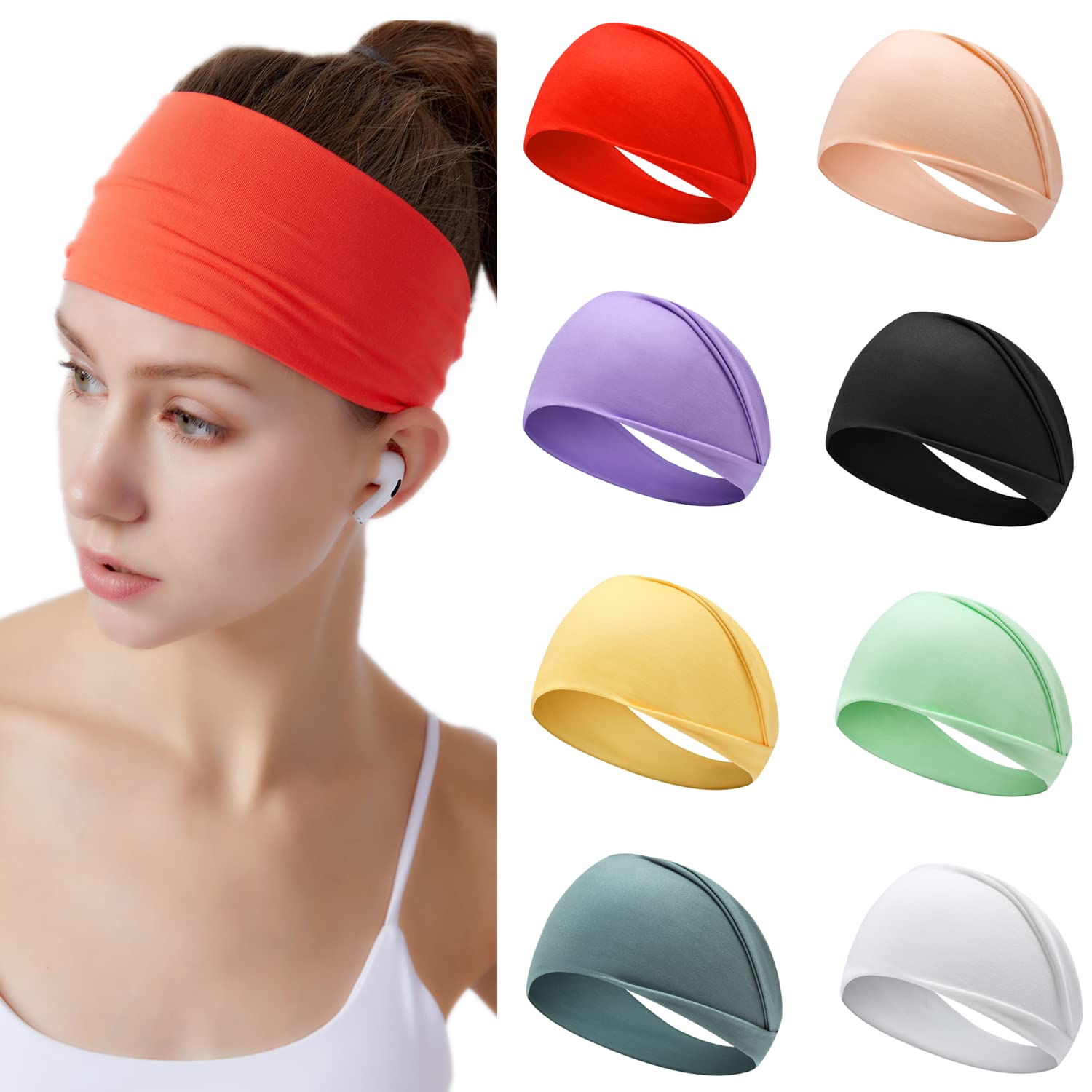 Workout Headbands For Women Running Sports - Wide Sweat Band Yoga Gym  Accessories Elastic Head Band Sweatband 4 Pack