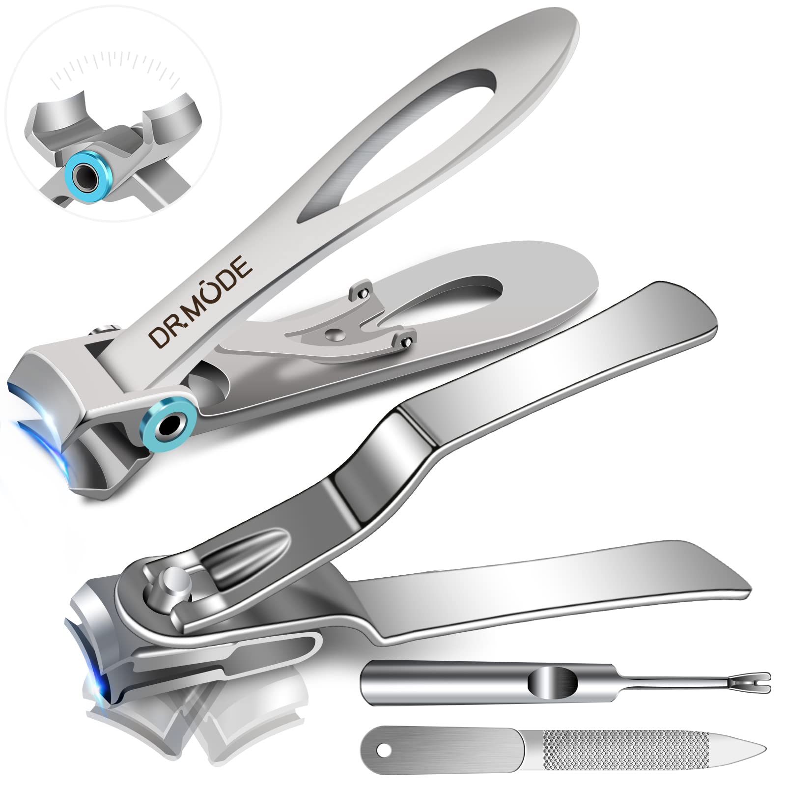 Nail Clippers for Men Thick Nails - DR. MODE 15mm Wide Jaw Opening