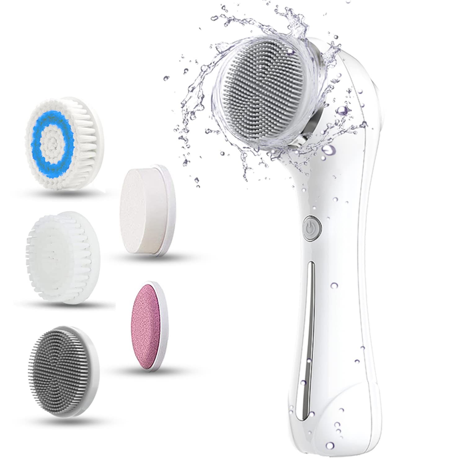 Facial Cleansing Brush with Dual Back Face Massage, Electric Spin Facial  Brush with 5 Different Brush