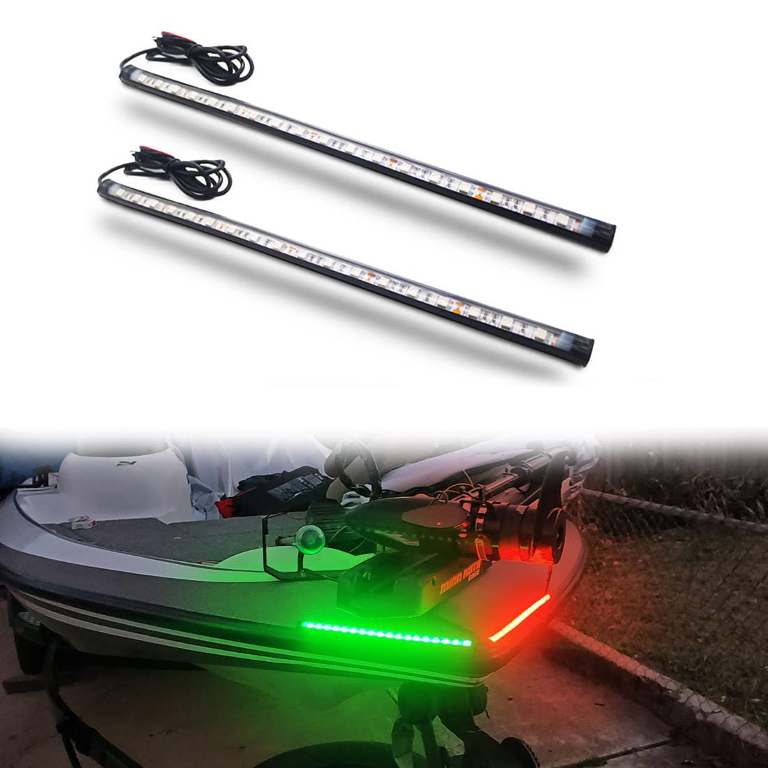 Boaton Marine Boat Navigation Lights, Night Fishing Lights, No Drilling  Install Boat Bow Lights Boat Running Lights For Pontoon Boat Bass Boat Jon  Boat Jet Ski Kayak Ren and Green