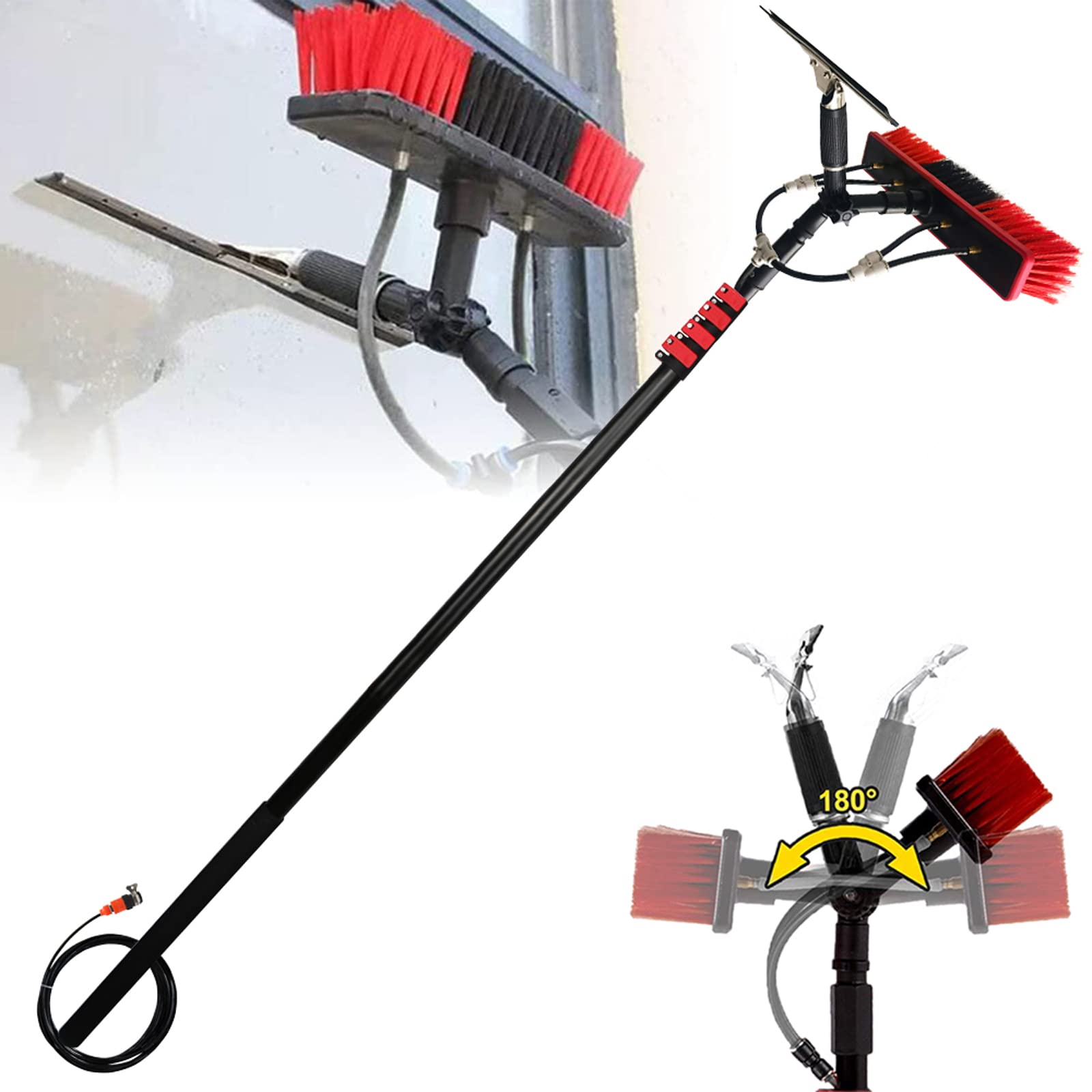 Window Cleaning Pole Water Fed Telescopic 2 In 1 Brush Squeegee Window Cleaning Pole Water Fed Telescopic 2 In 1 Brush Squeegee