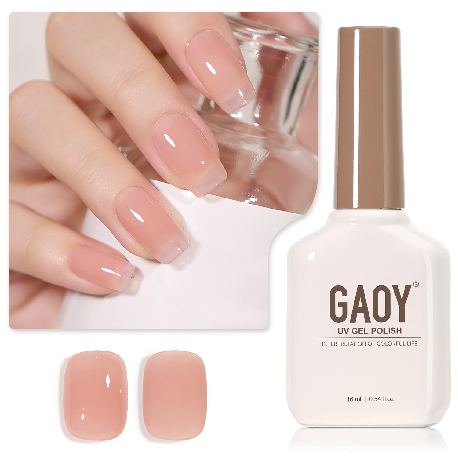 GAOY Sheer Nude Gel Nail Polish, 16ml Jelly Natural Pink ...