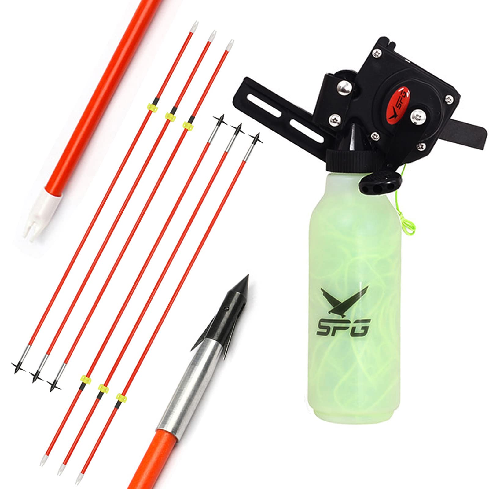 Archery Bow Fishing Reel Kit Bowfishing Reel with Bowfishing Arrows Set 40m  Fishing Rope Fiberglass Fishing