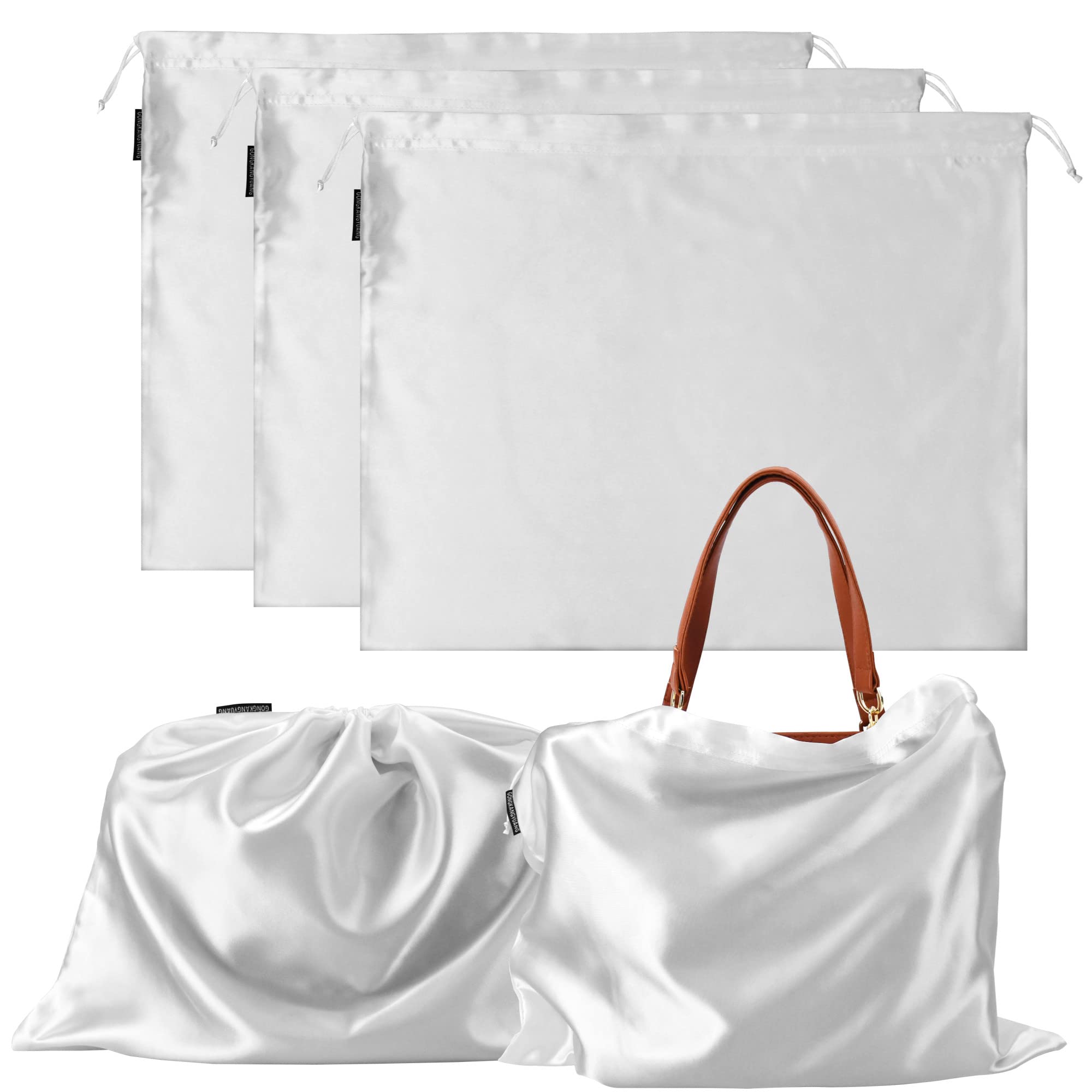 Dust Cover Storage Bags for Handbags, Thick Silk Cloth Pouch with  Drawstring for Luxuries Handbags Tote Purses Shoes Boots Set of 5 White  23.6 19.6 in