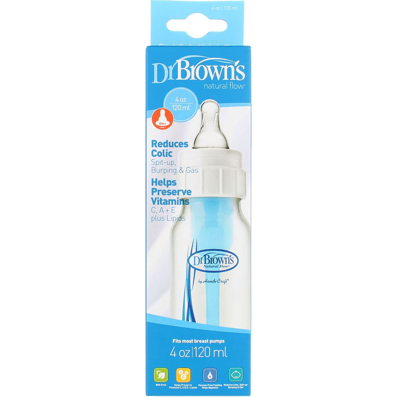 Dr. Brown's, Natural Flow, cuello ancho, 0+ meses, 1 botella, 8 oz (24