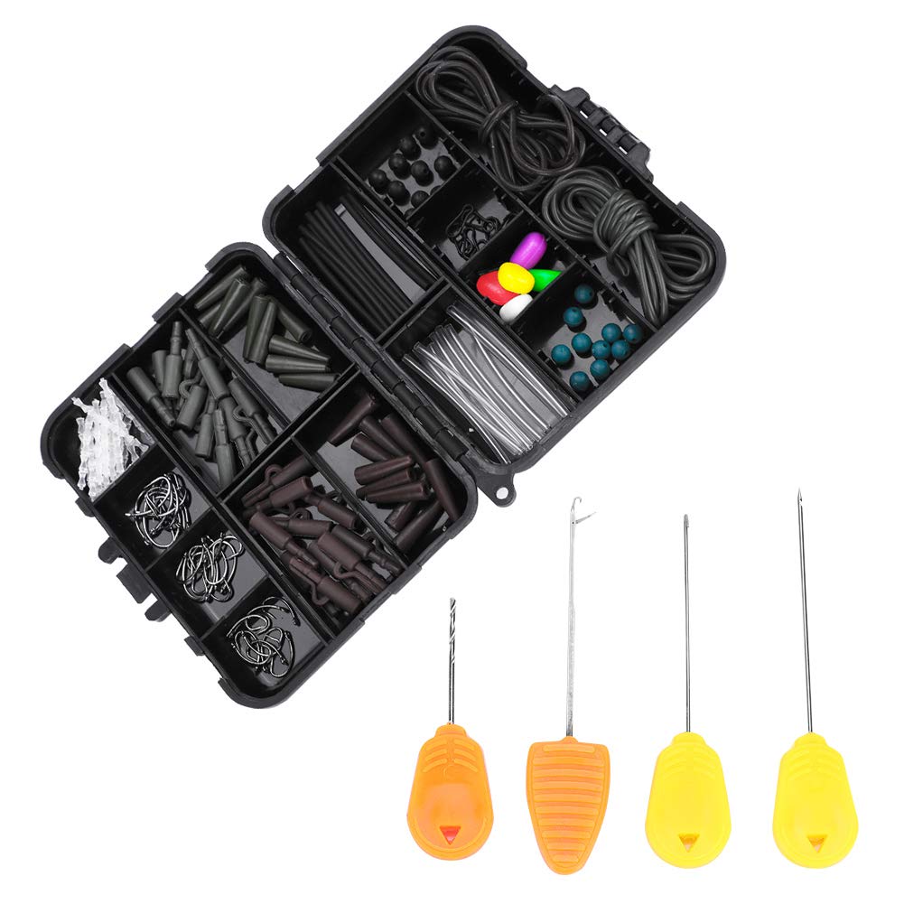 VGEBY Fishing Tackle Set,Carp Fishing Tackle Box Weights Clips Baiting  Needles Hook Swivel Rig Kit