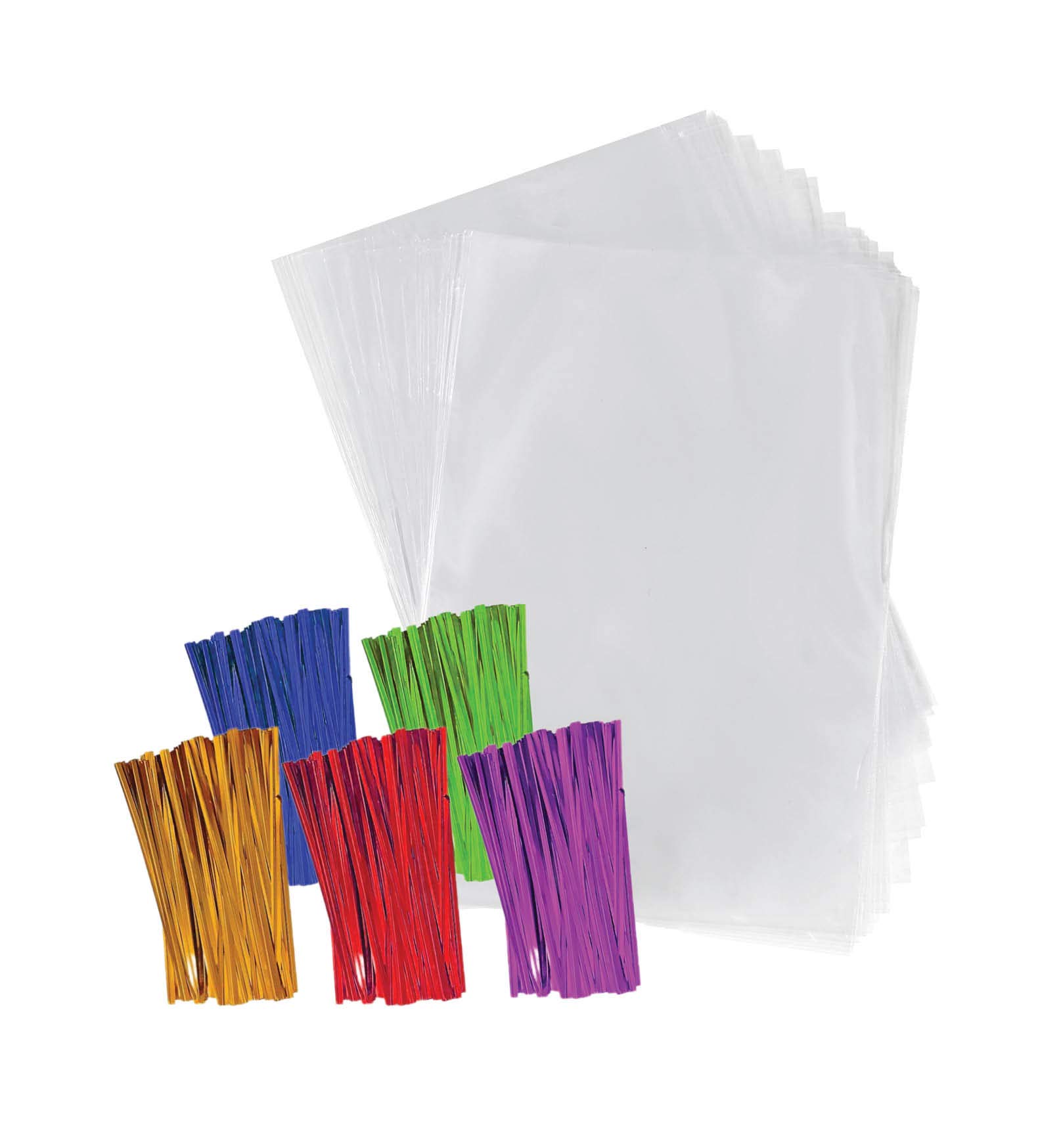 Clear Plastic Cellophane Bags with 4 Colored Twist Ties for Gifts Party  Favors (4x6, 100 Pack) 4x6 Inch (Pack of 100) 100 Pack