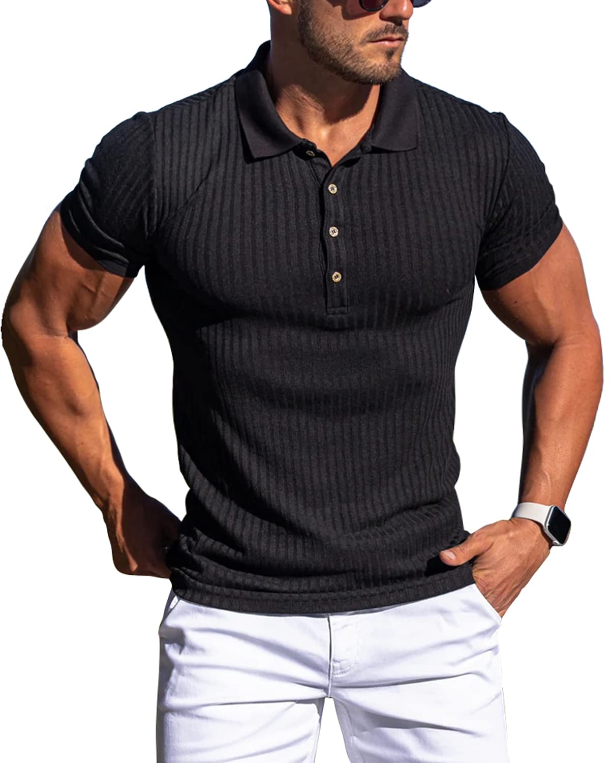 Men's slim fit white zipper polo shirt short sleeve- Discover the Best  Zipper Polo Shirts for Men