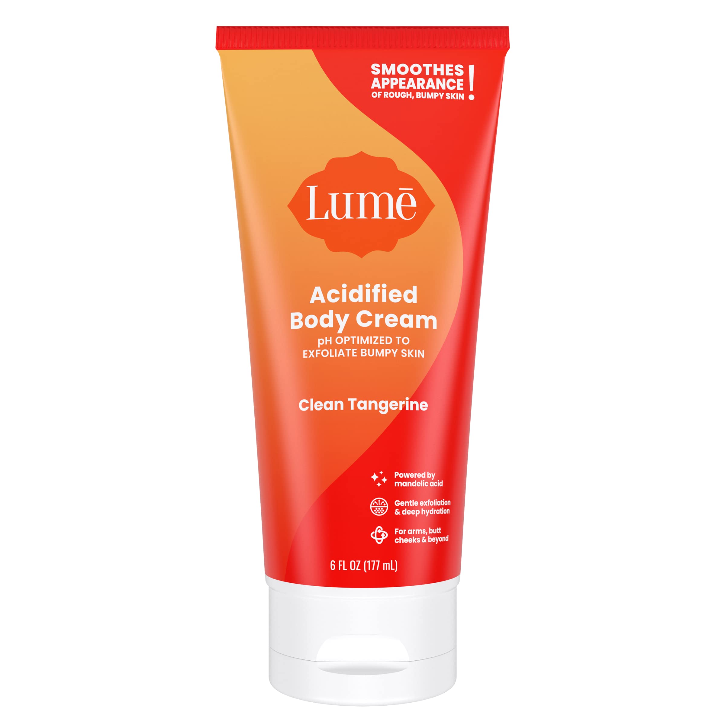 Lume Acidified Body Cream - Smooth Appearance of Rough Bumpy Skin - Paraben  Free Lanolin Free Skin Safe - 6 ounce (Clean Tangerine) Clean Tangerine 6  Ounce (Pack of 1)