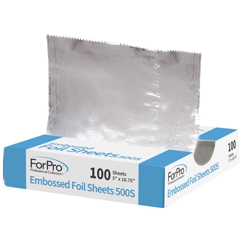ForPro Embossed Foil Sheets 500S, Aluminum Foil, Pop-Up Dispenser, for Hair  Color Application and Highlighting Services, Food Safe, 5 W x 10.75 L,  100-Count