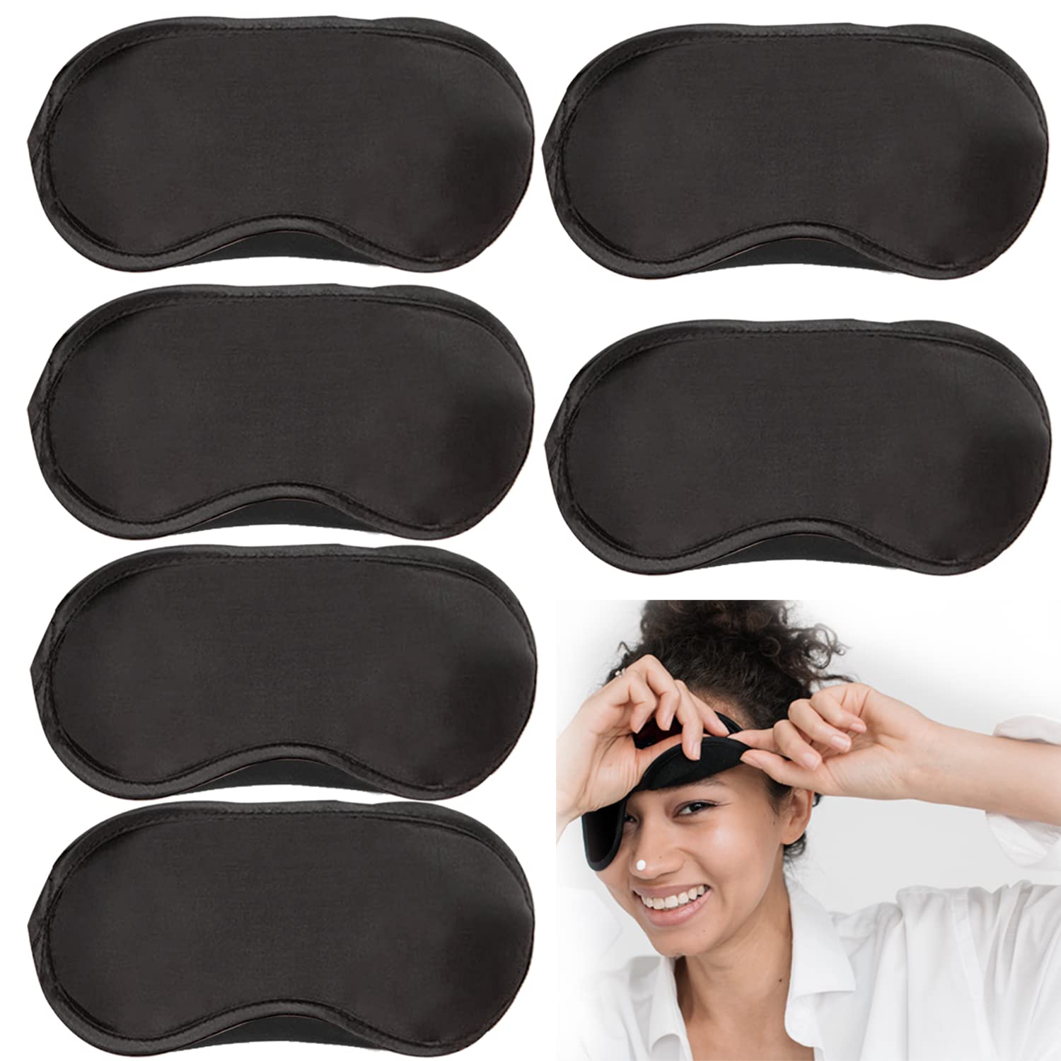 30 Pieces Blindfold Eye Cover Sleep Mask for Games Party Sleeping Travel  with Nose Pad and Adjustable Strap (Black)