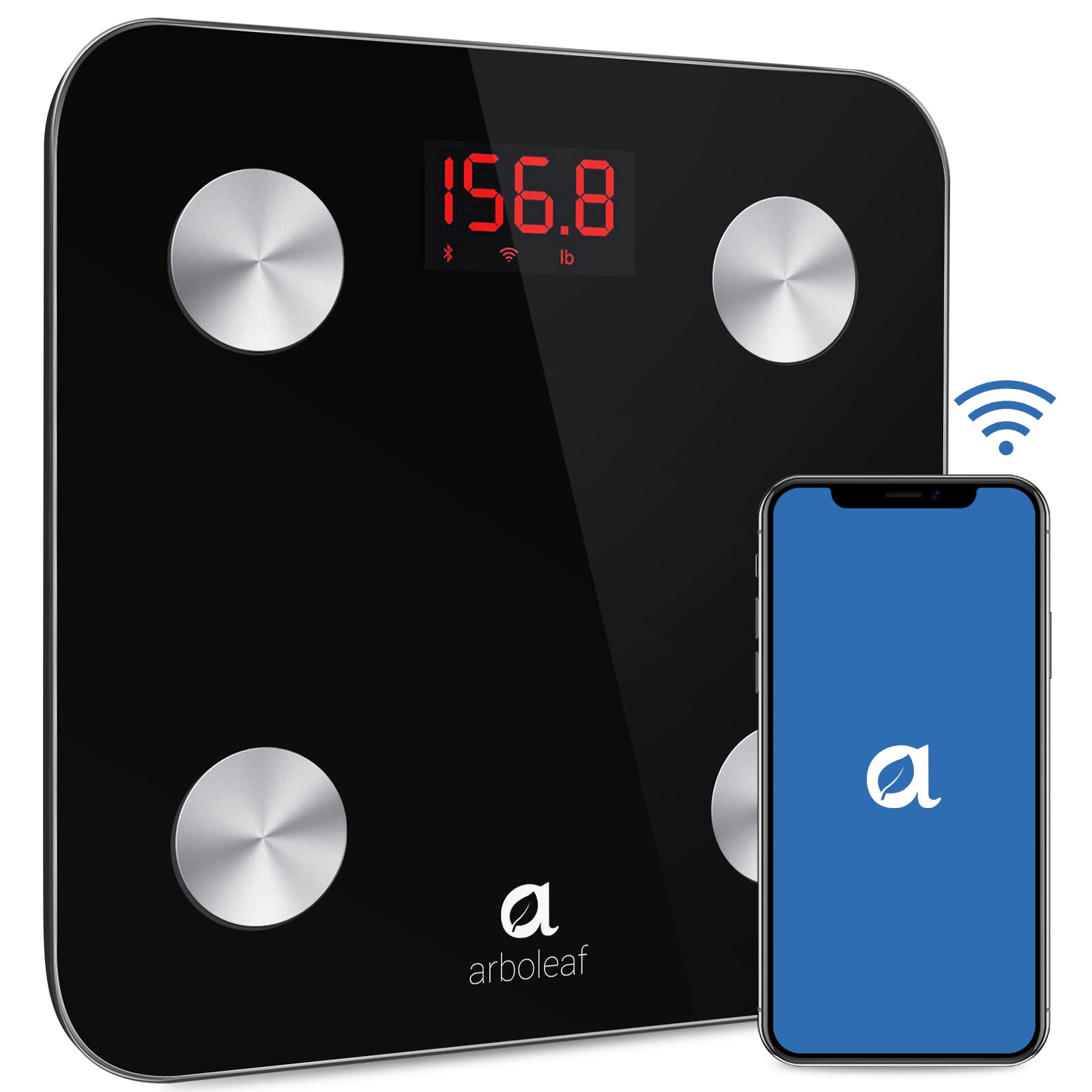 Arboleaf Bathroom Scale for Body Weight, Smart Digital Scale with BMI, Body  Fat and Water Weight, Muscle Mass, Body Composition Analyzer with  Bluetooth, Wi-Fi, App, Wireless, 5 to 400 lbs Black