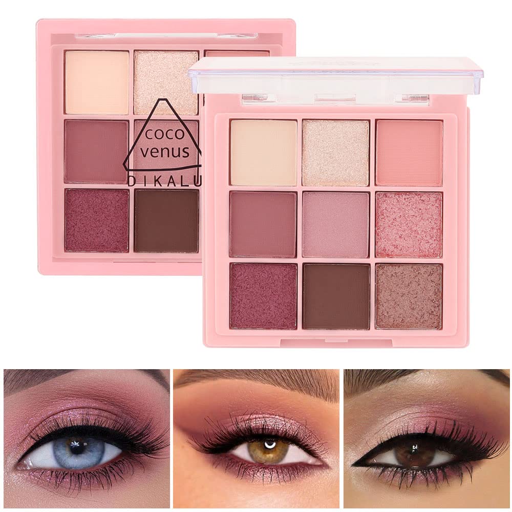 Eyeshadow Palette,9 Colors Pink Rose Shimmer matte High Pigmented