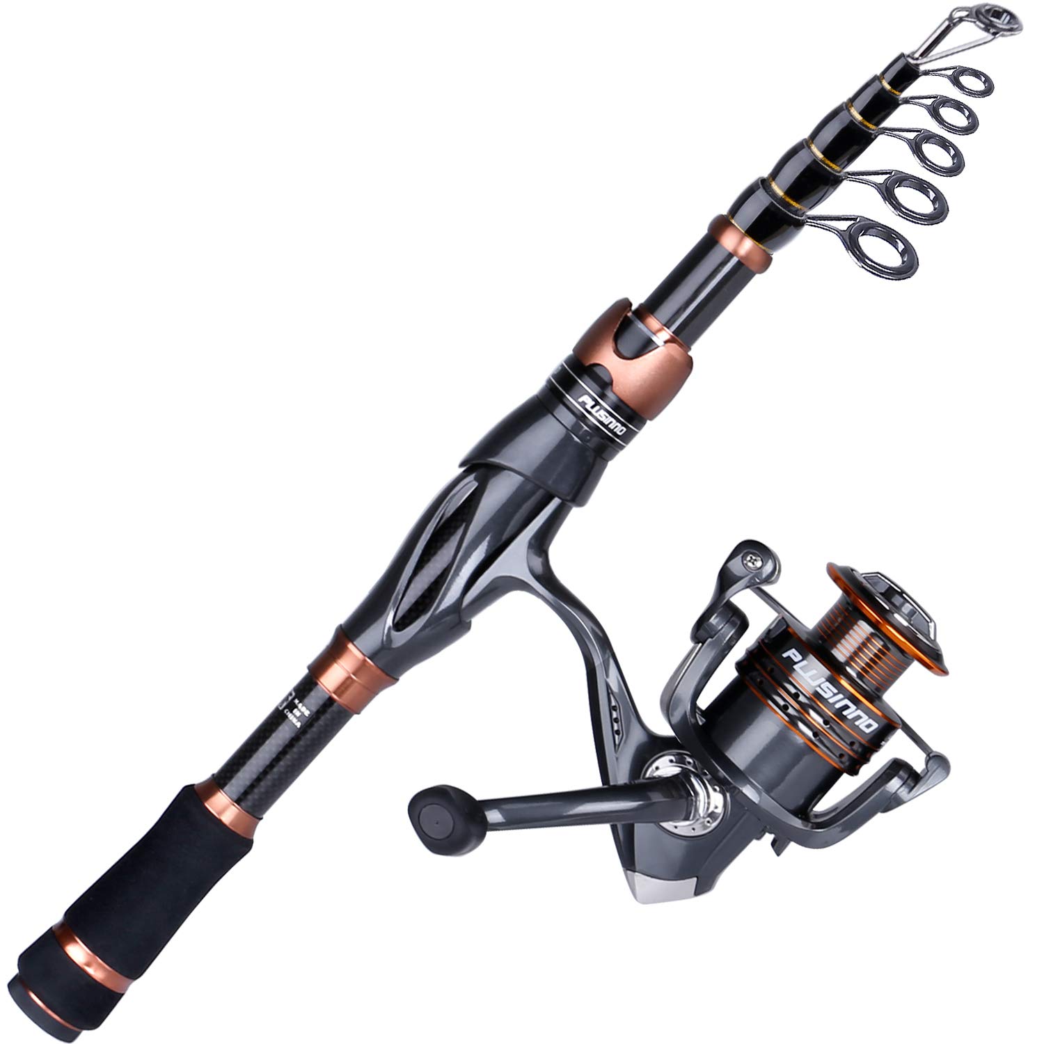 PLUSINNO Fishing Rod and Reel Combos, Bronze Warrior Toray 24-Ton Carbon  Matrix Telescopic Fishing Rod