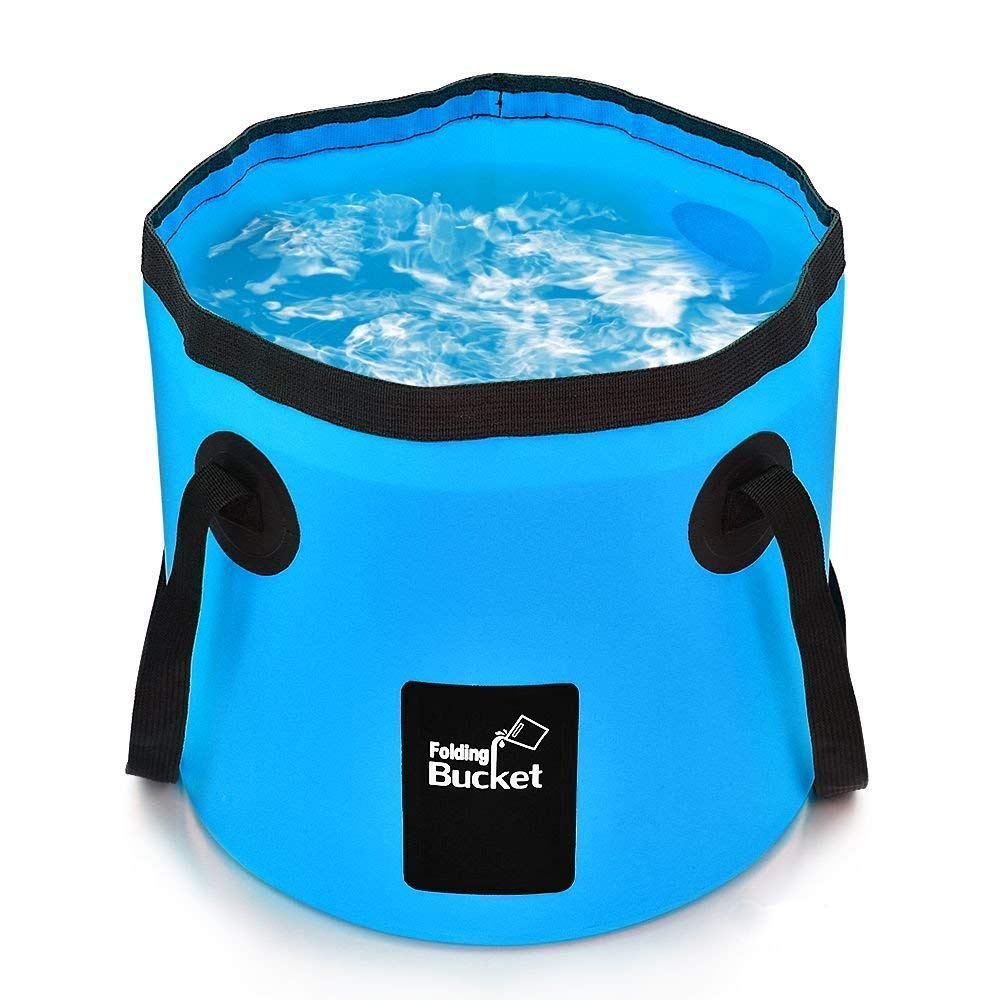 Traveling Camping Hiking Fishing Collapsible Bucket with Lid Folding Bucket  