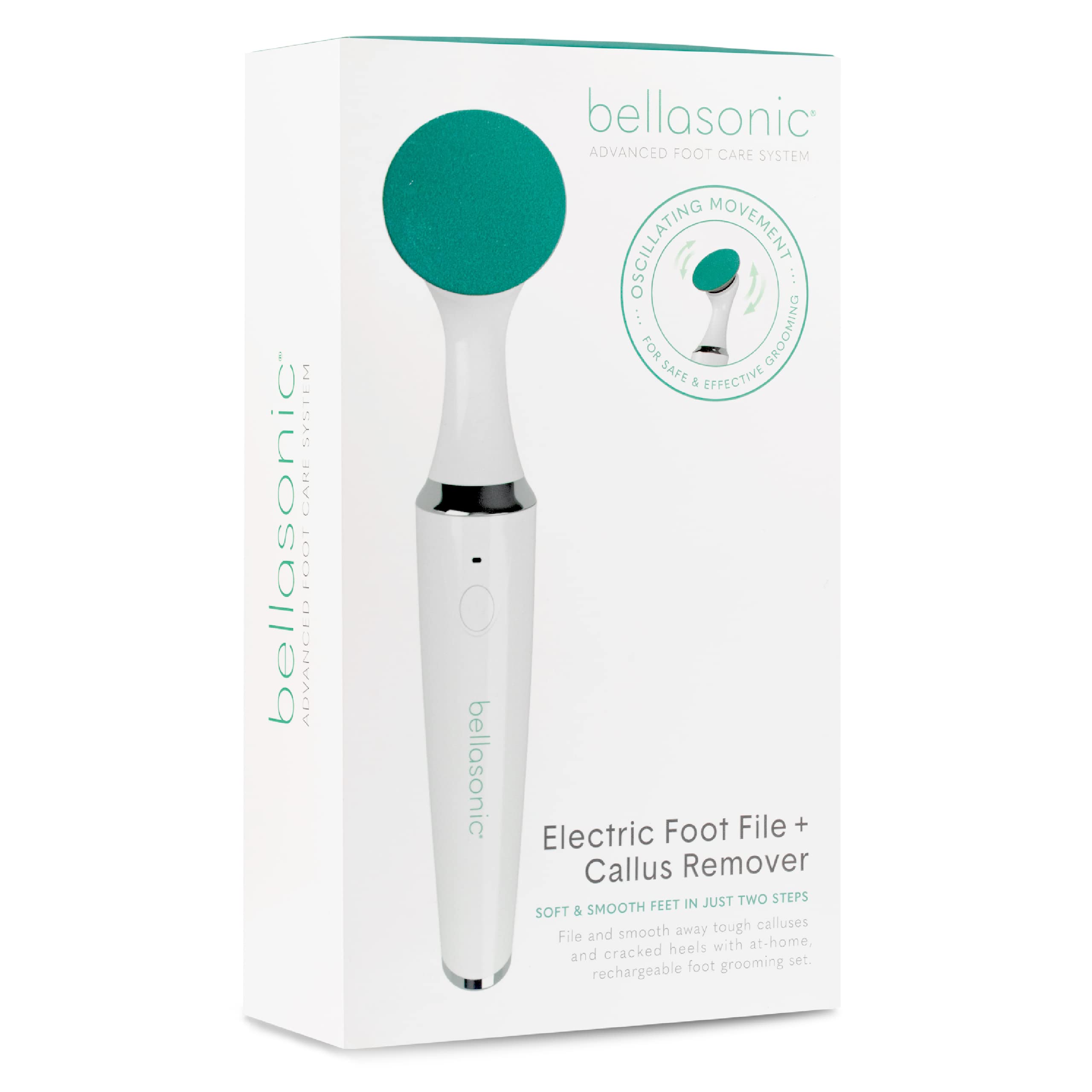 Bellasonic Electric Foot File + Callus Remover with Unique Oscillating Head  File & Smooth Dry Hardened & Cracked Skin on Heels & Toes Salon Quality  Pedicure at Home w/Portable Rechargeable Set