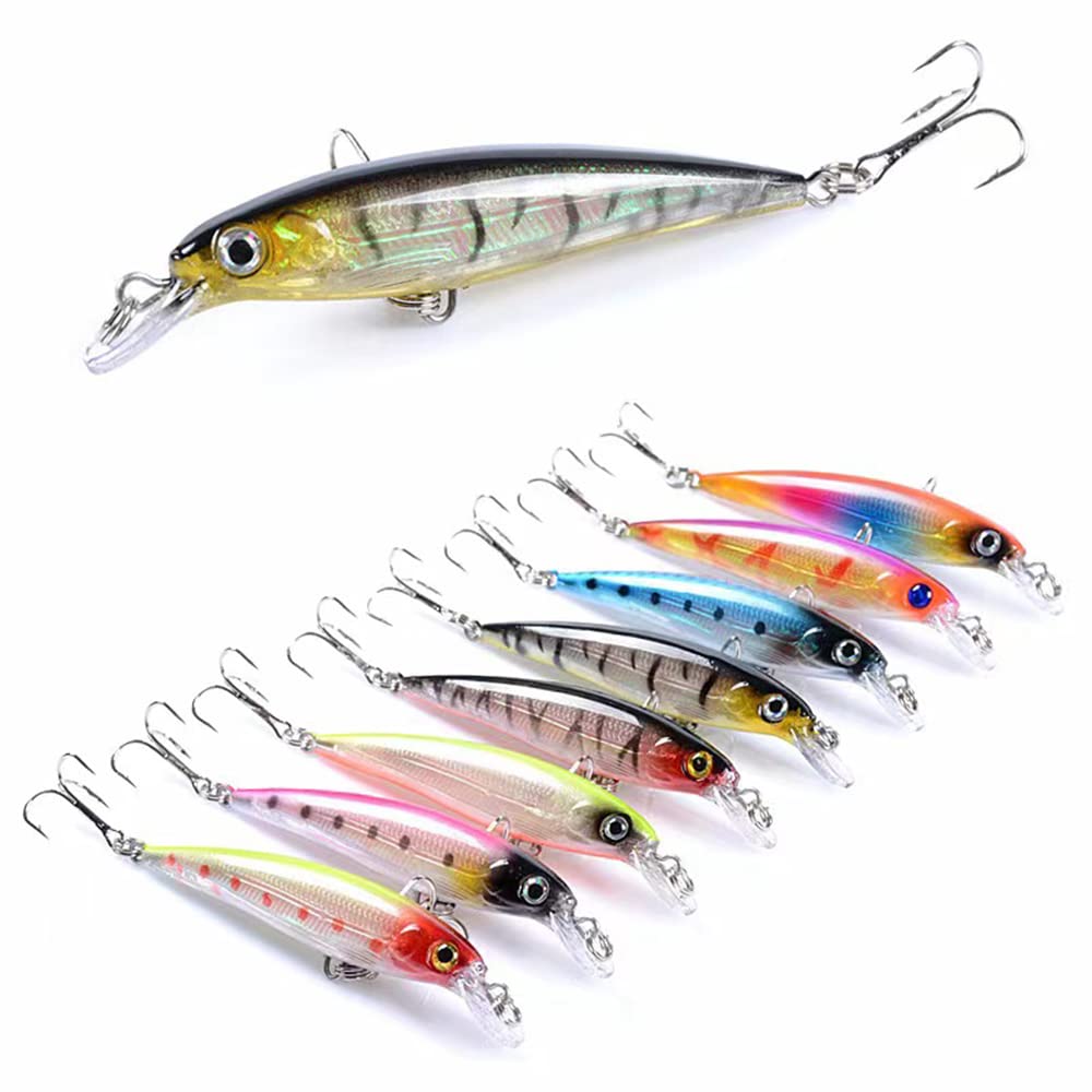 8pcs Fishing Minnow Lures and Crank Baits , as Sinking Jerkbait Lures or  Diving fishing Lures and Hard Lures, Fishing Plugs and Hard Swimbaits or  Topwater Baits for Salmon Redfish Trout BassWalleye-29