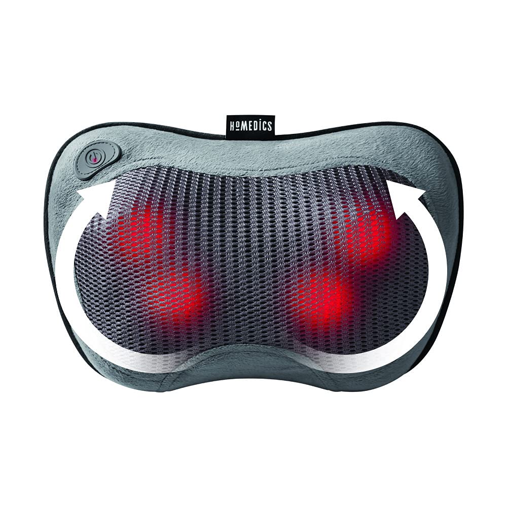 HoMedics Cordless Shiatsu All-Body Massage Pillow with Soothing Heat,  Reverse Function, Rechargeable Battery, and Integrated Controls –Lightweight