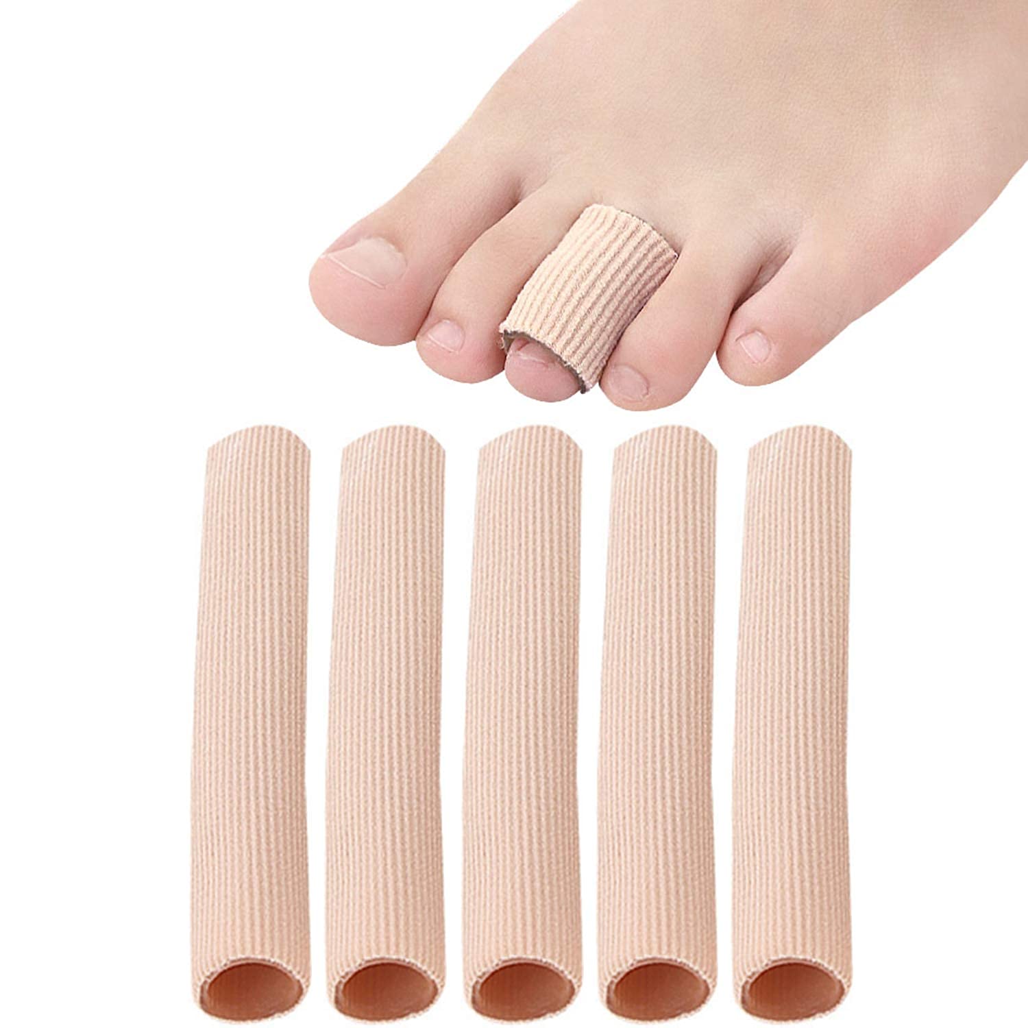 5Pcs Toe Cushion Tube Toe Tubes Sleeves Soft Breathable Cuttable Toe Sleeve  Separator Pedicure Corn PU Gel Elastic Fabric Toe Protection Tube for  Cushions Corns Calluses Toes