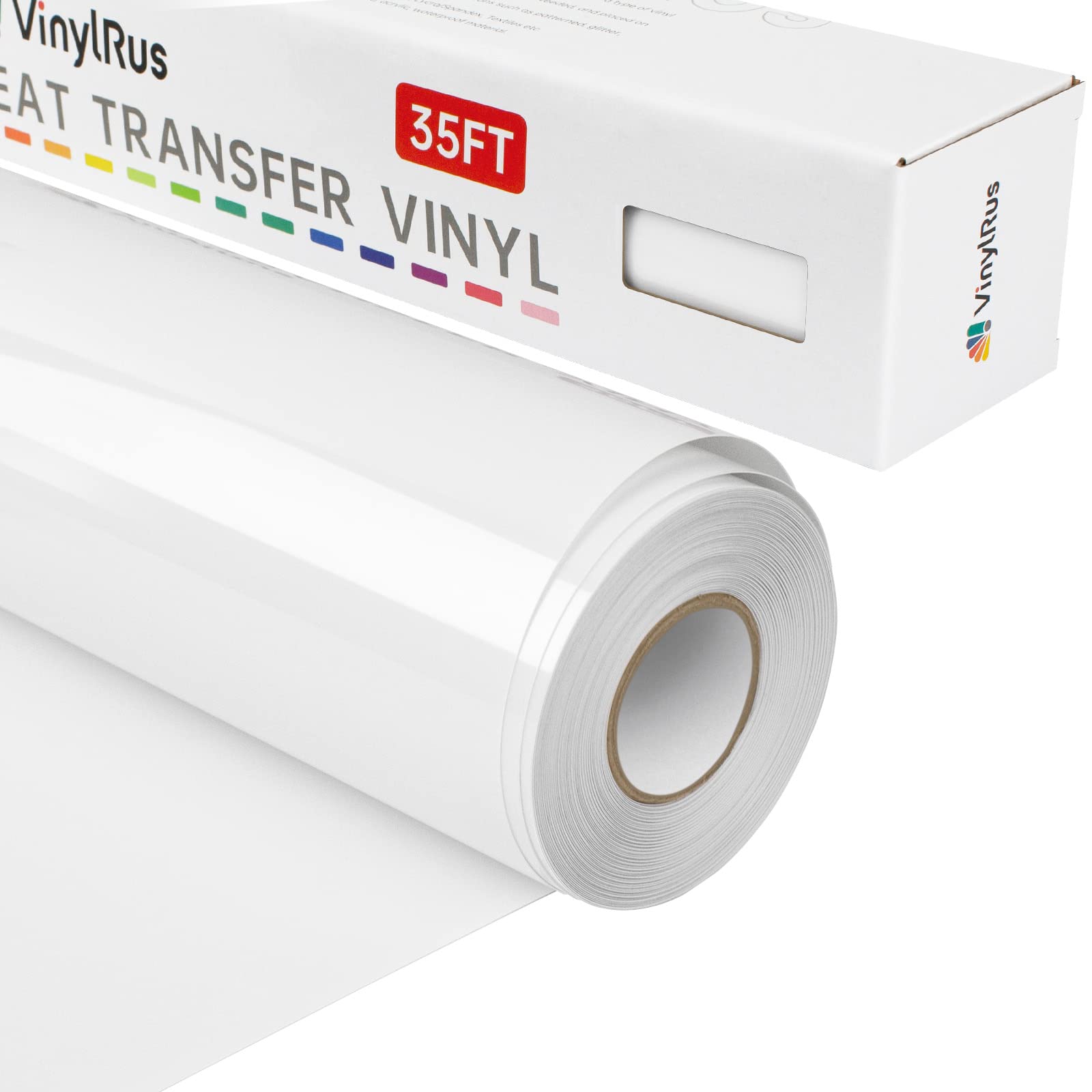 White Heat Transfer Vinyl HTV Roll 12 x 50FT - White Iron on Vinyl Roll  for Cricut & Silhouette - Easy to Cut & Weed White HTV Vinyl Roll