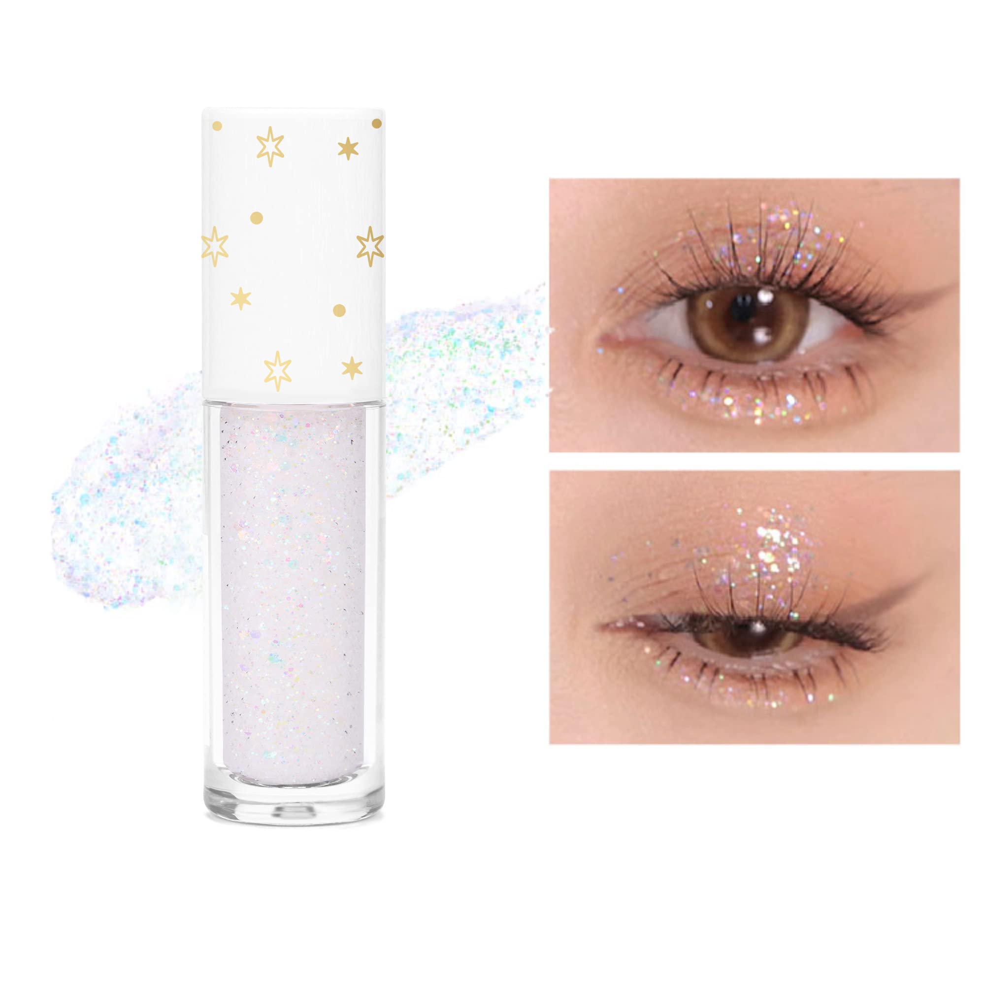 Geeneiya Liquid Glitter Eyeshadow Korean Makeup Under Eye Shadow  Bling,Pigmented, Long Lasting, Quick Drying, Loose Glitter Glue for  Crystals EyeMakeup (Colorful Galaxy 01) Transparent Galaxy 01