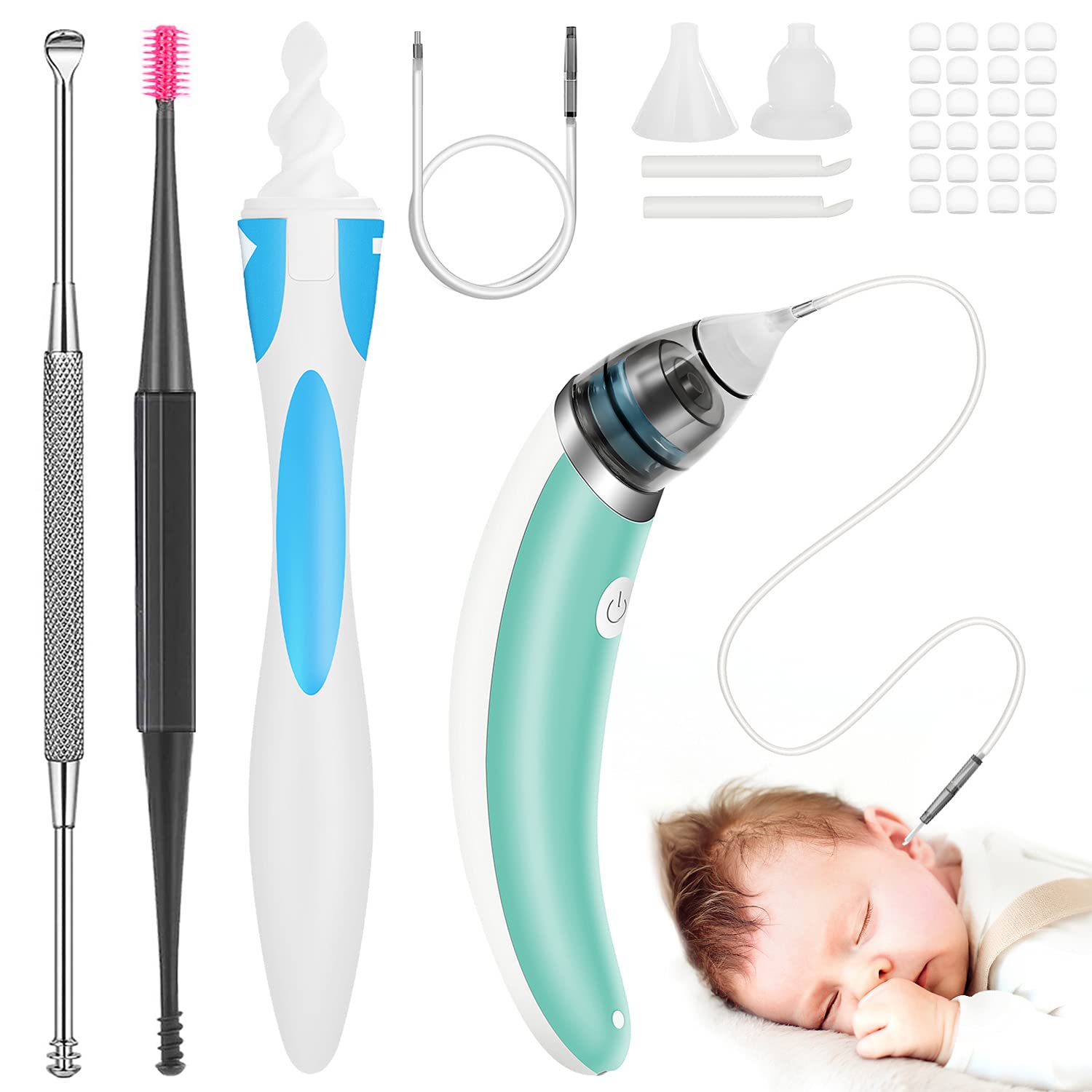 Ear-Wax-Vacuum-Removal Ear Wax Sucker 5 Levels of Suction Strong Electric Ear  Cleaner USB Charge Soft Earwax Removal Kit Reusable Spiral Silicone Ear Wax  Remover Tool Vacuum Cleaner for Kids Adult