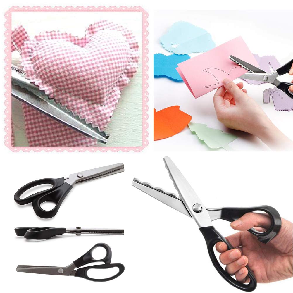 Pinking Shears, Stainless Steel Dressmaking Fabric Decorative Edge Pinking  Shears Scissors Clipper Paper Craft Zig Zag/Scallop Cut 3/5/ 7mm (Scallop