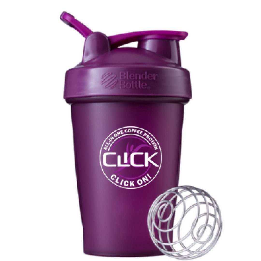 CLICK Coffee Protein Drink Shaker Cup with Wire Wisk Ball 20 Ounce