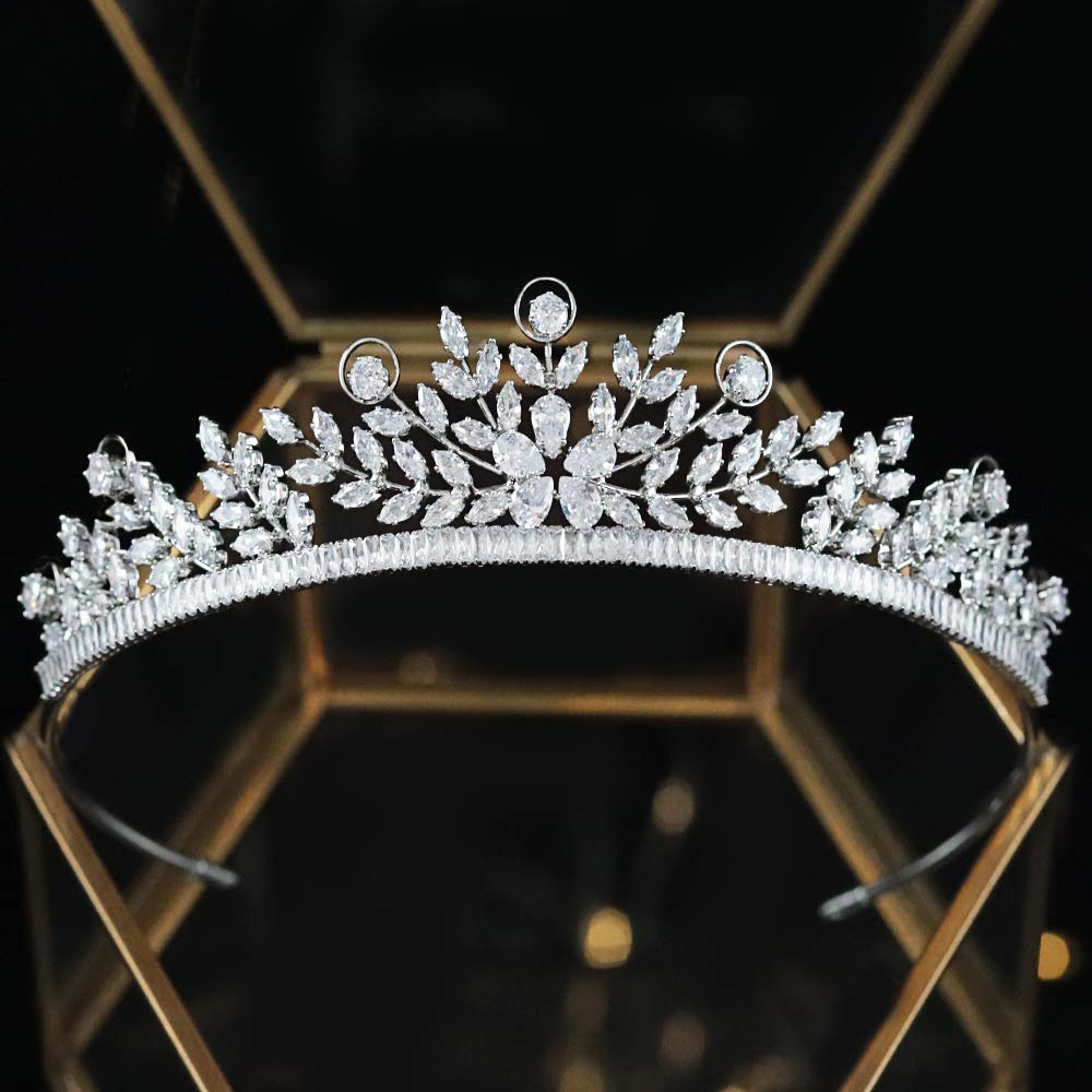 Aoligrace 5A Cubic Zirconia Wedding Tiaras and Crown for Women