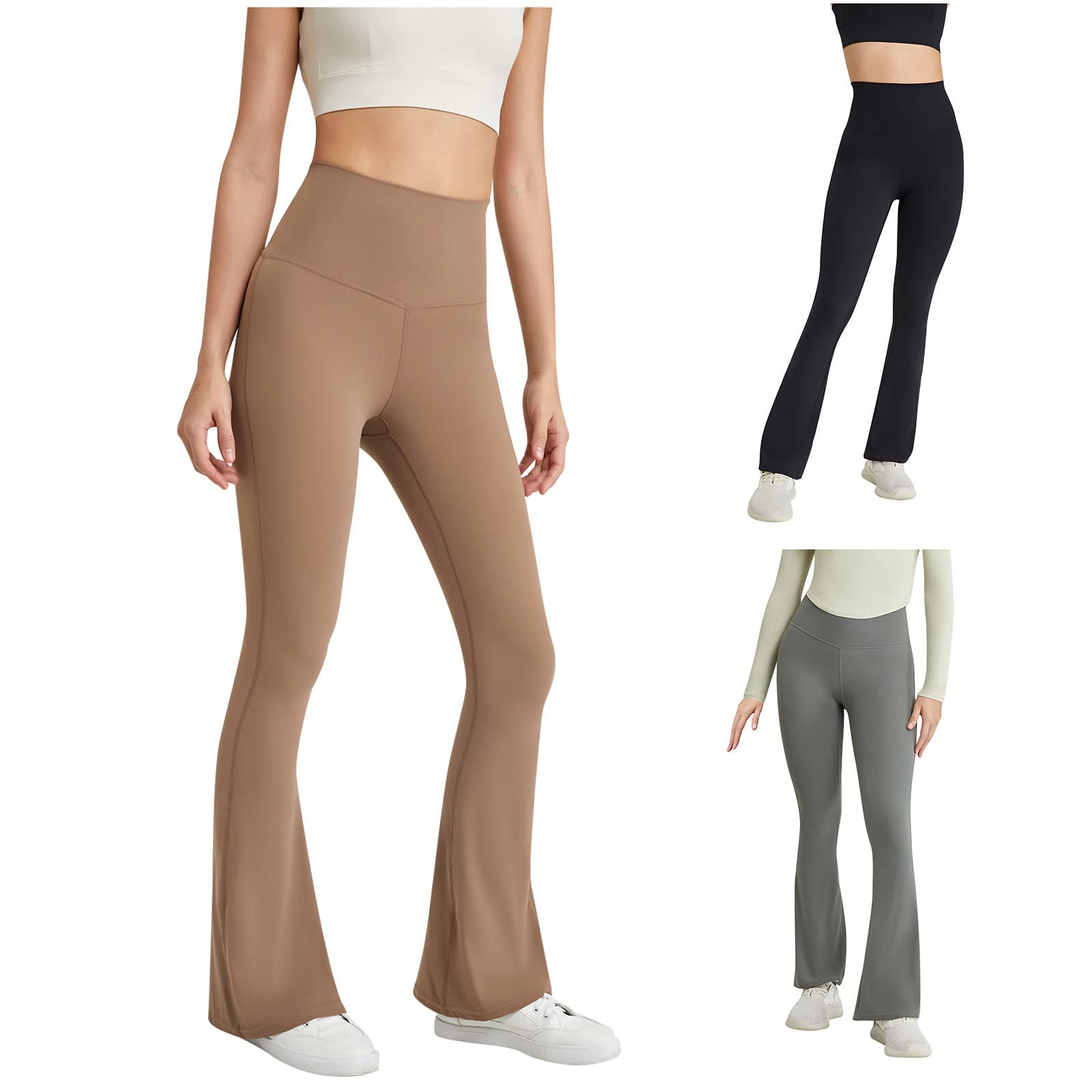 ESCBUKI Flare Yoga Pants for Women High Waist Solid Color Tummy Control  Sweatpants Casual Gym Workout Workout Pants Small Black Yoga Pants