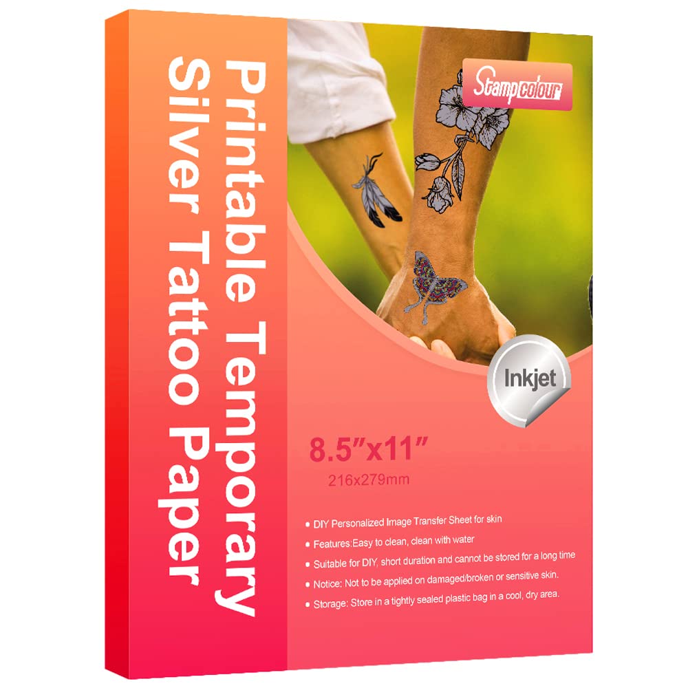 Inkjet Temporary Tattoo Paper 8.5 x 11 (Pack of 10 Sheets) -Make Your Own  Removable Tattoo-*