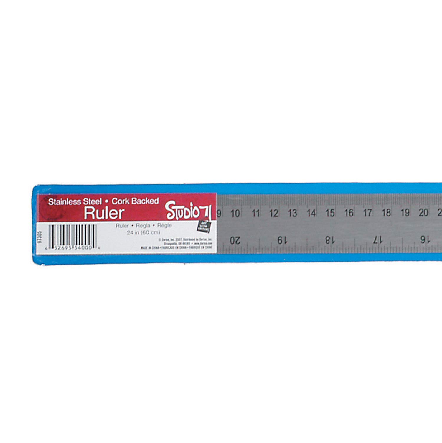 Darice 24 (60cm) Stainless Steel Ruler (1pc) Silver Non-Skid Cork