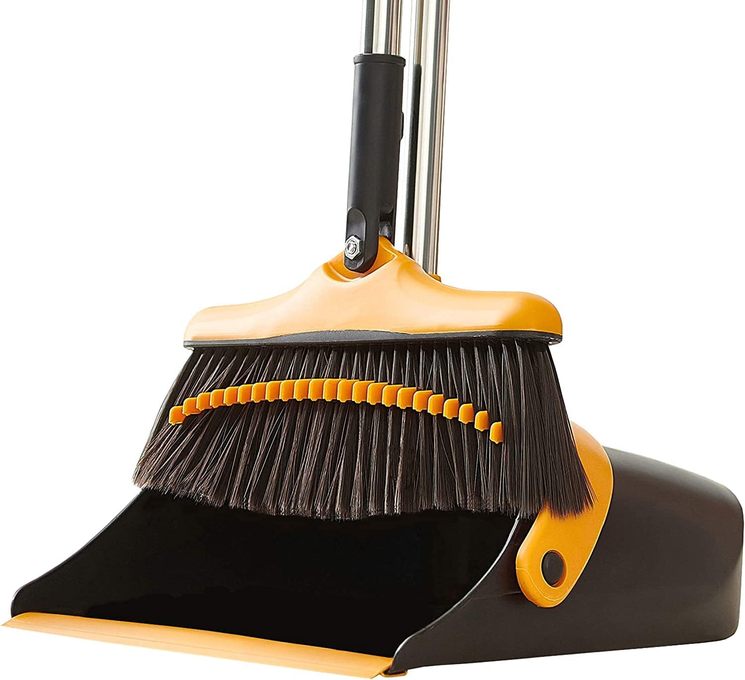 Rotatable Broom and Dust Pan Cleaning Set Dustpan Combo Upright Stand Up  Black
