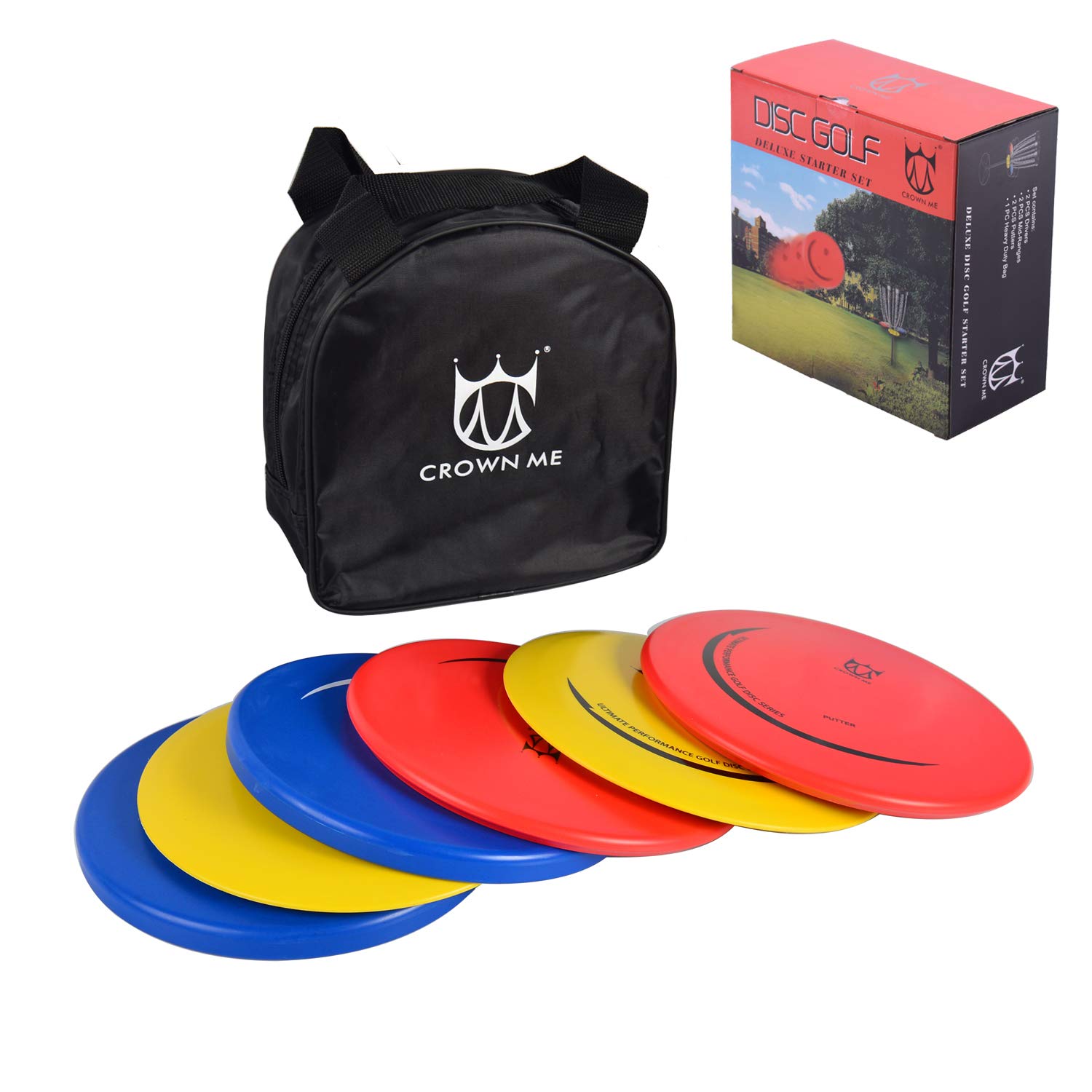 CROWN ME Disc Golf Set with 6 Discs and Starter Disc Golf Bag Fairway  Driver, Mid