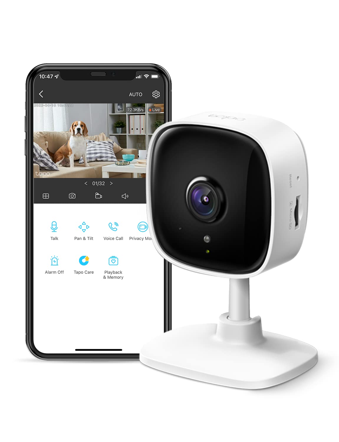 TP-Link Tapo 1080P Indoor Security Camera for Baby Monitor, Dog Camera w/  Motion Detection, 2-Way Audio Siren, Night Vision, Cloud & SD Card Storage,  Works w/ Alexa & Google Home (Tapo C100)