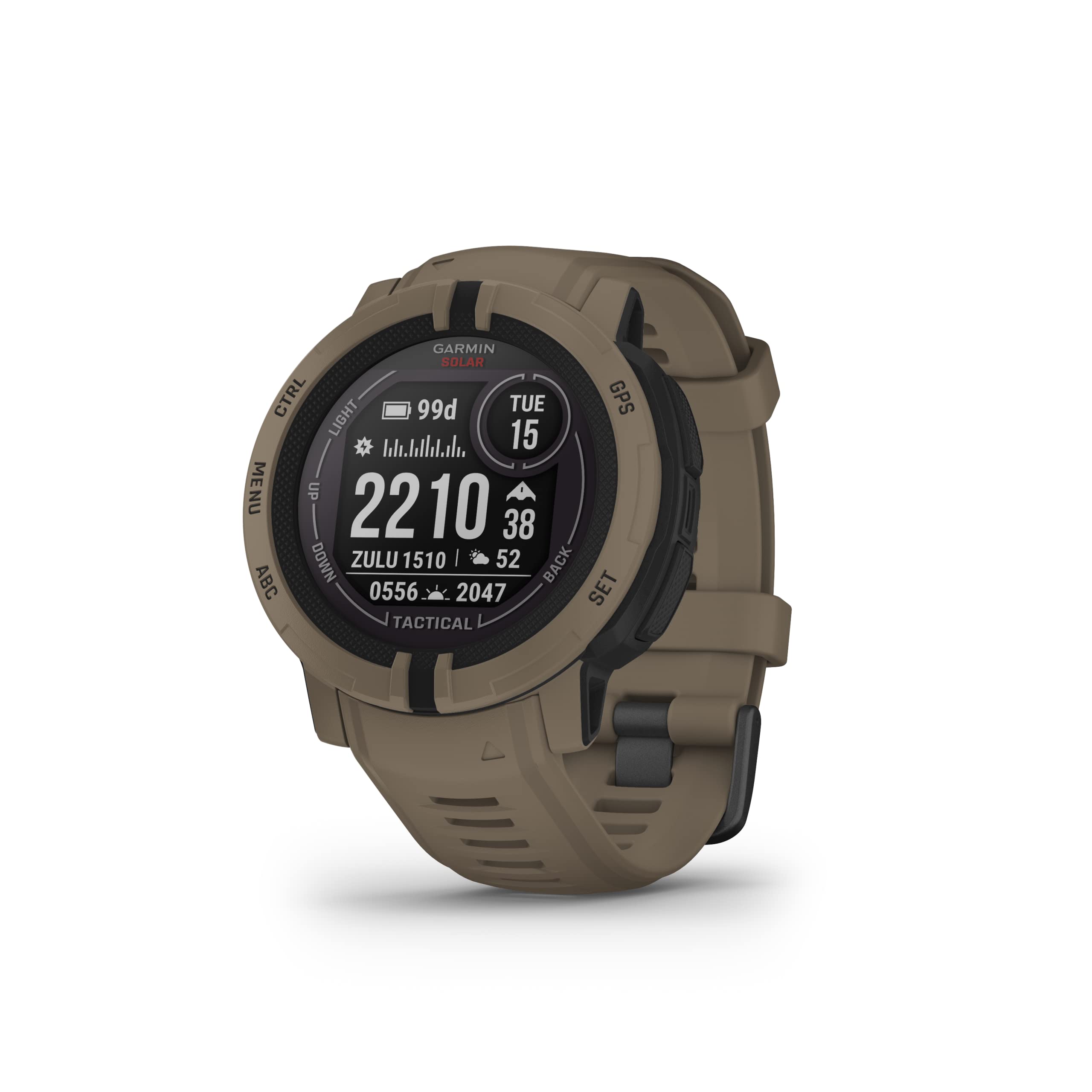 Garmin Instinct 2 Solar, Tactical-Edition, GPS Outdoor Watch, Solar Charging Capabilities, Multi-GNSS Support, Tracback Routing, Coyote Tan Instinct Solar Tactical (Coyote Tan) 45 MM Instinct 2 Solar Watch