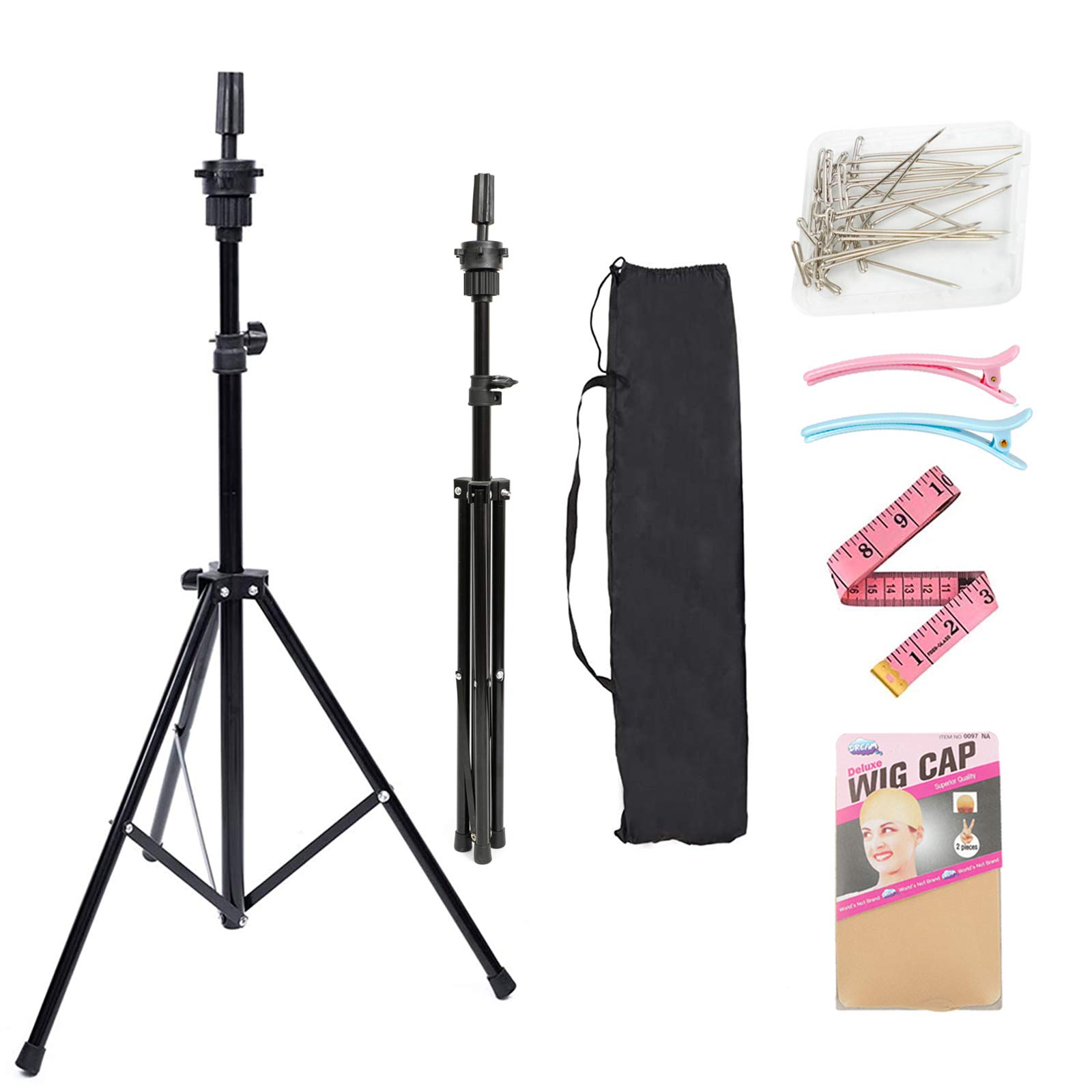 Black Cosmetology Hairdressing Styling Training Wig Stand Tripod Adjustable Wig  Head Stand Metal Mannequin Head Tripod - China Salon Equipment and Tripod  Stand price