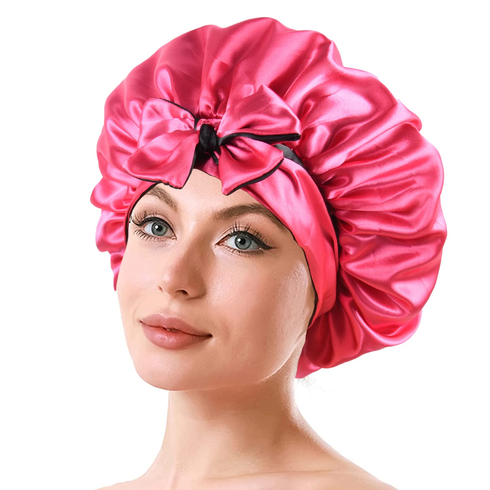 Satin Bonnet Silk Bonnet for Sleeping Silk Sleep Cap Double Layer Hair  Bonnet with Elastic Tie Band for Curly Hair Night Cap