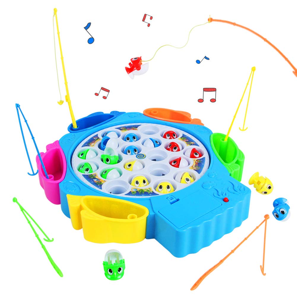 Nuheby Fish Game Toy Fishing Toys for 3 4 5 6 Year Old Boys Girls Kids Gifts  Musical Fishing Rod Set Board Games Toddler Toys Role Play Game for 3 4 5 6  Year Old Boy Girl