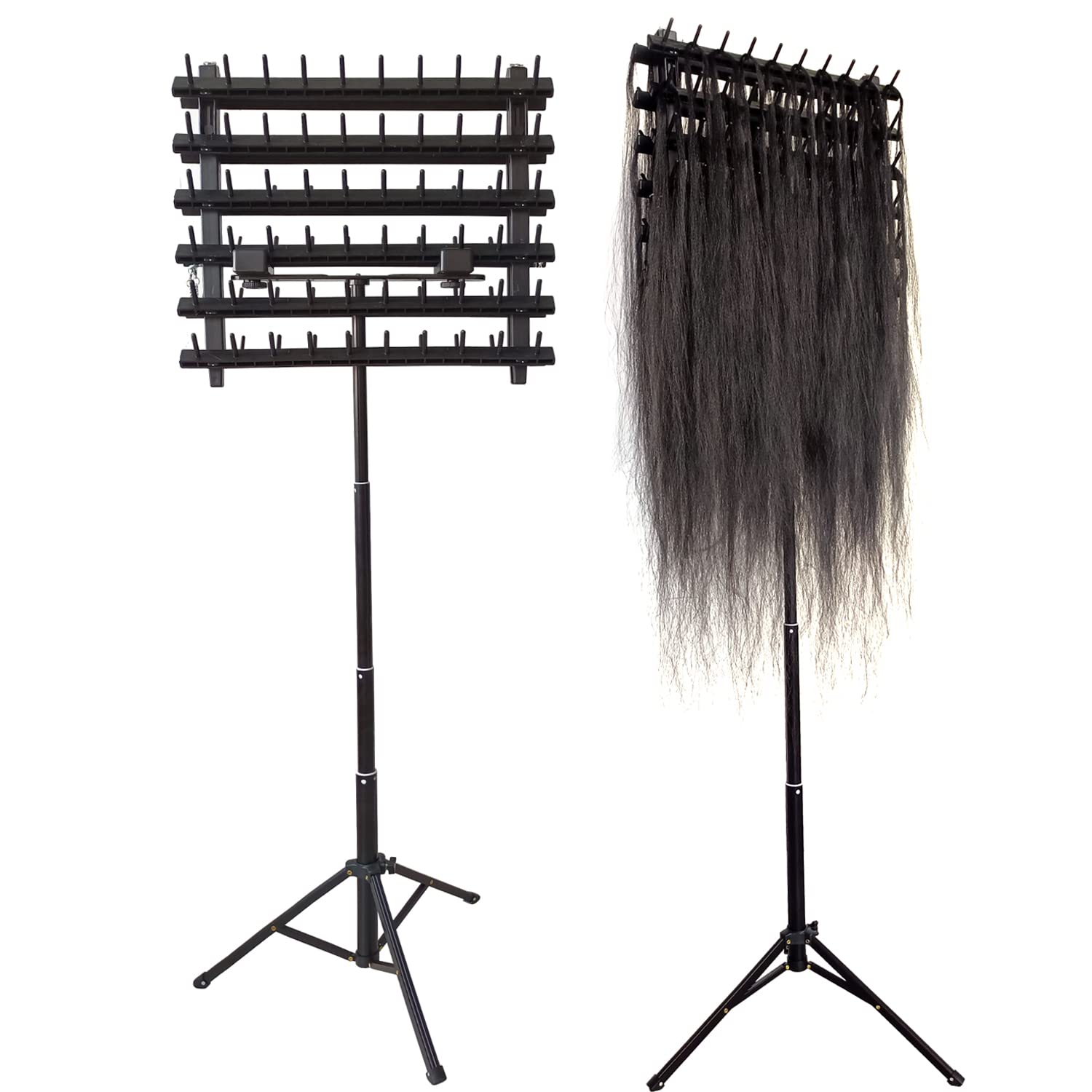 BuBuStar Hair Braiding Rack 120 Pegs Braid rack Height adjustment Double  Sides Standing Hair Holder for