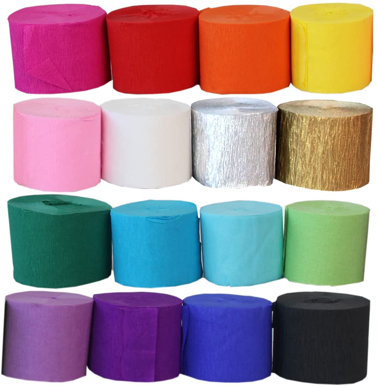 Crepe Paper Streamers Rolls 16 Color, Gold Crepe Paper Decorations