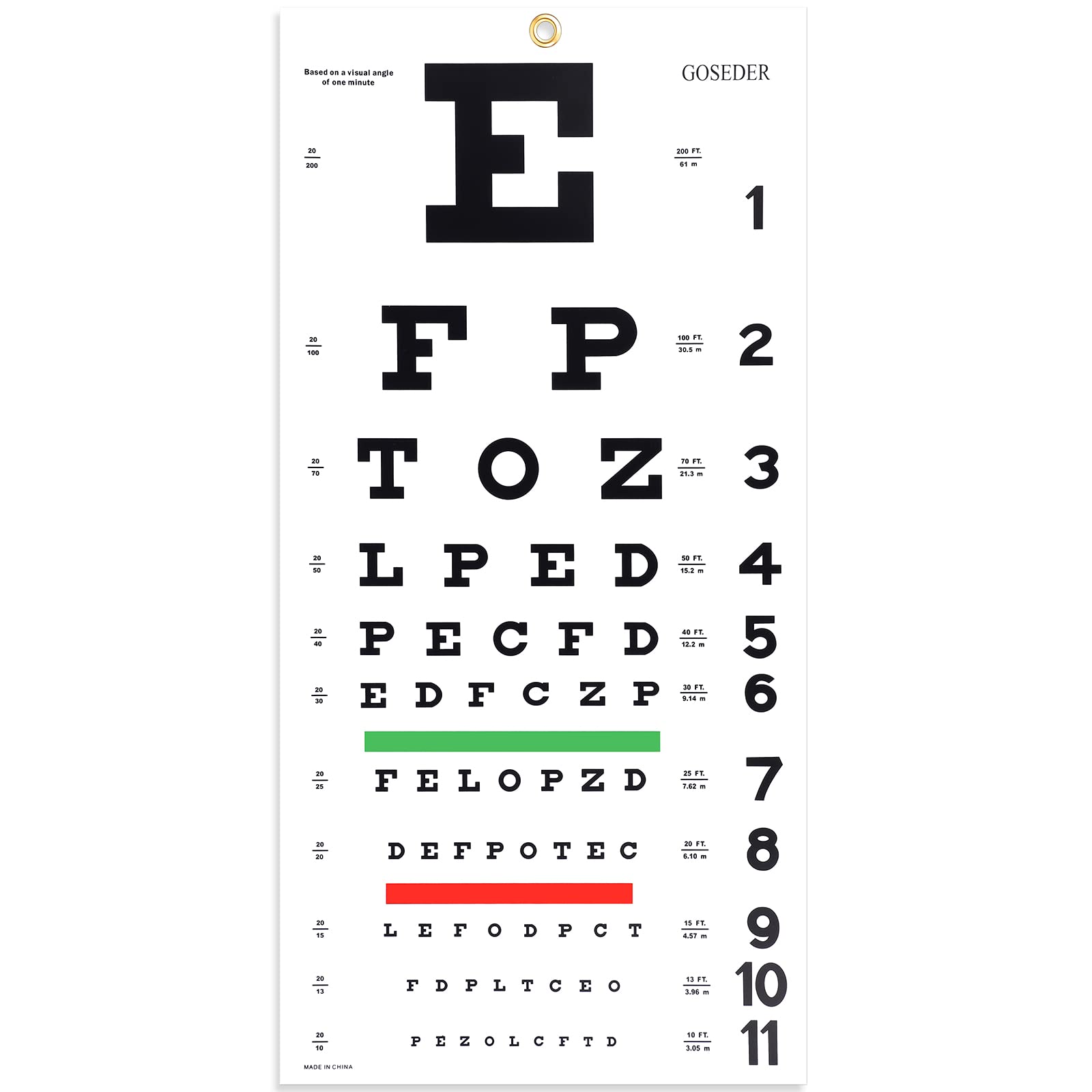 Kindergarten Snellen Eye Chart